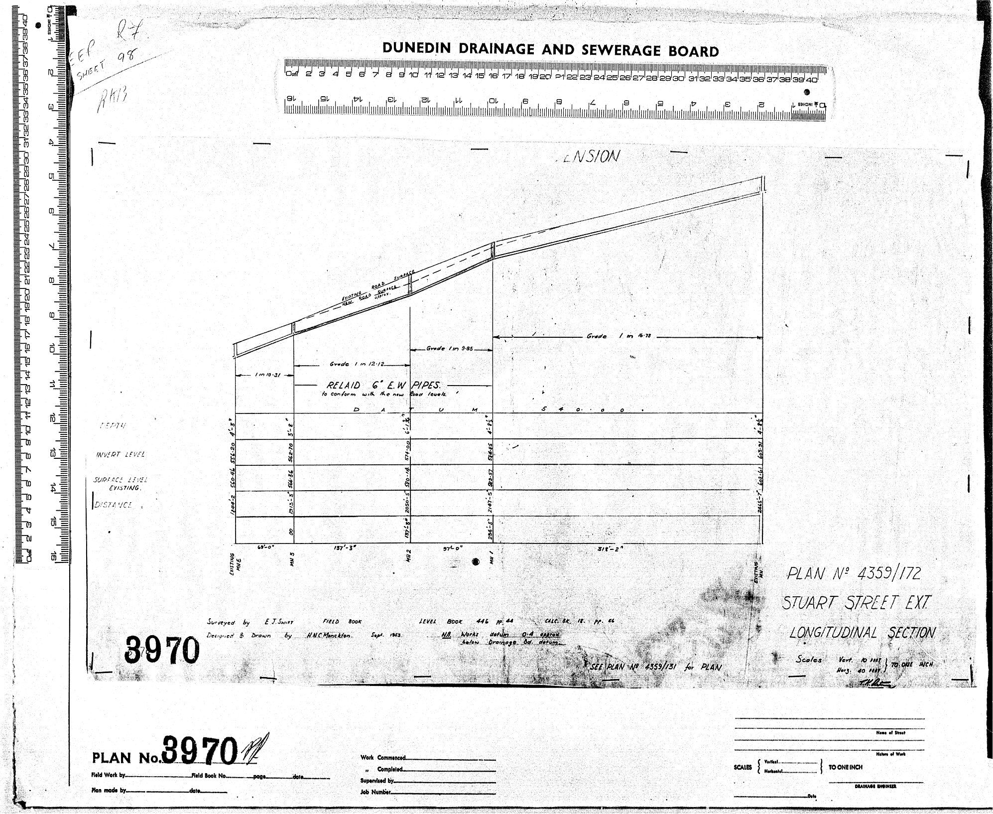 STUART ST EXTENSION LONGITUDINAL SECTION