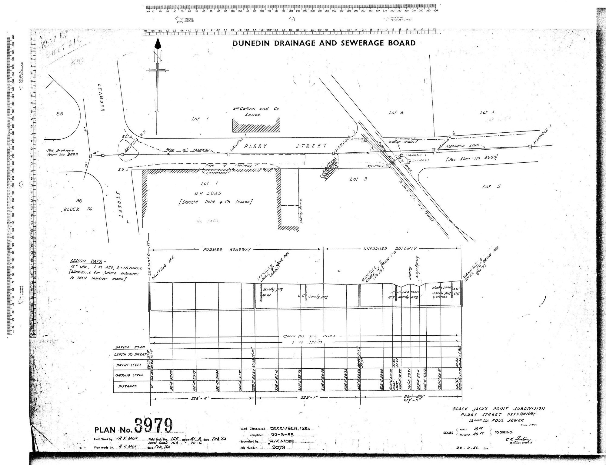 BLACK JACKS POINT SUBDIVISION  PARRY STREET EXTENSION 12" DIA FOUL SEWER
