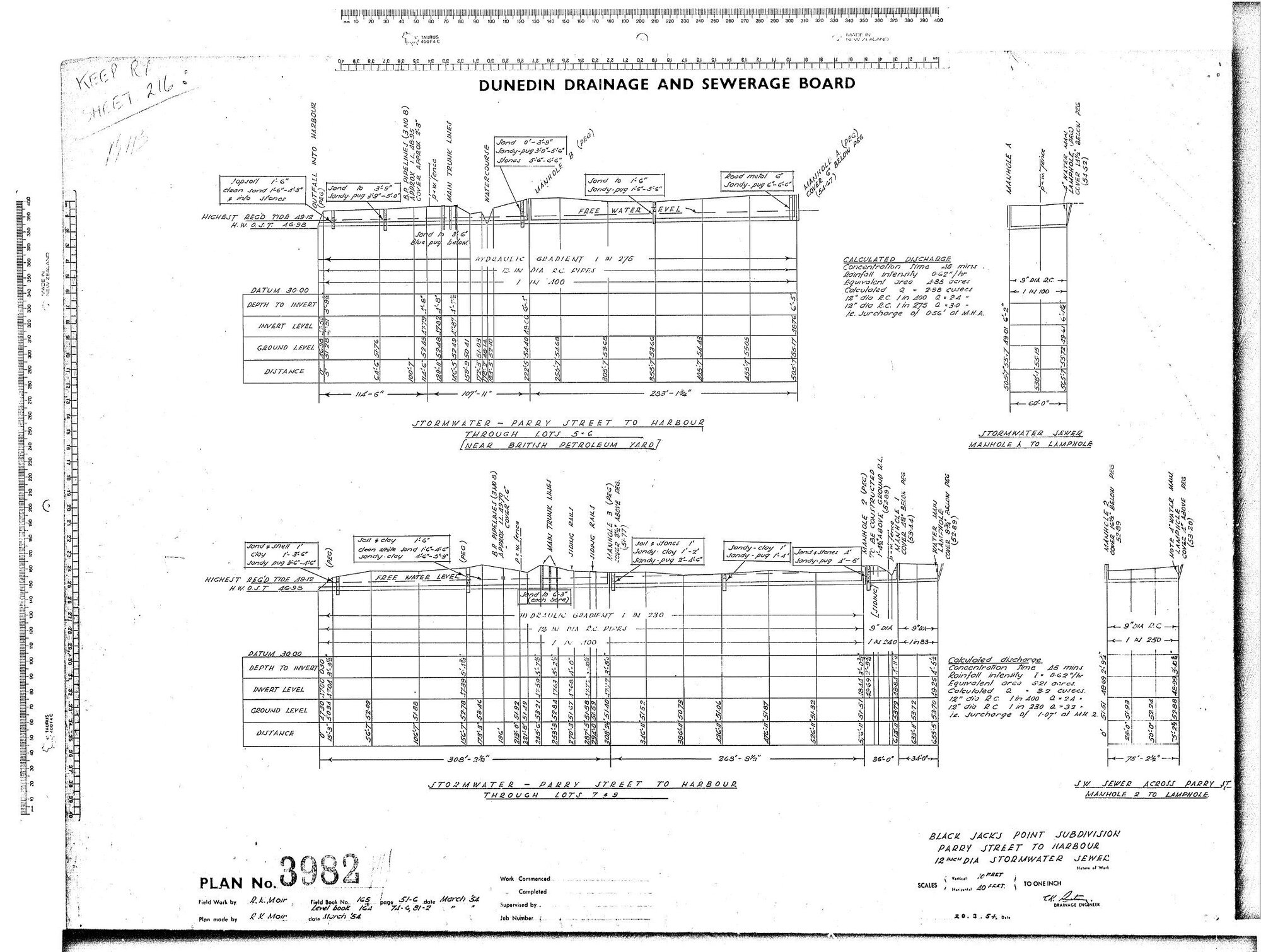 BLACK JACKS POINT SUBDIVISION  PARRY STREET TO HARBOUR 12" DIA FOUL SEWER