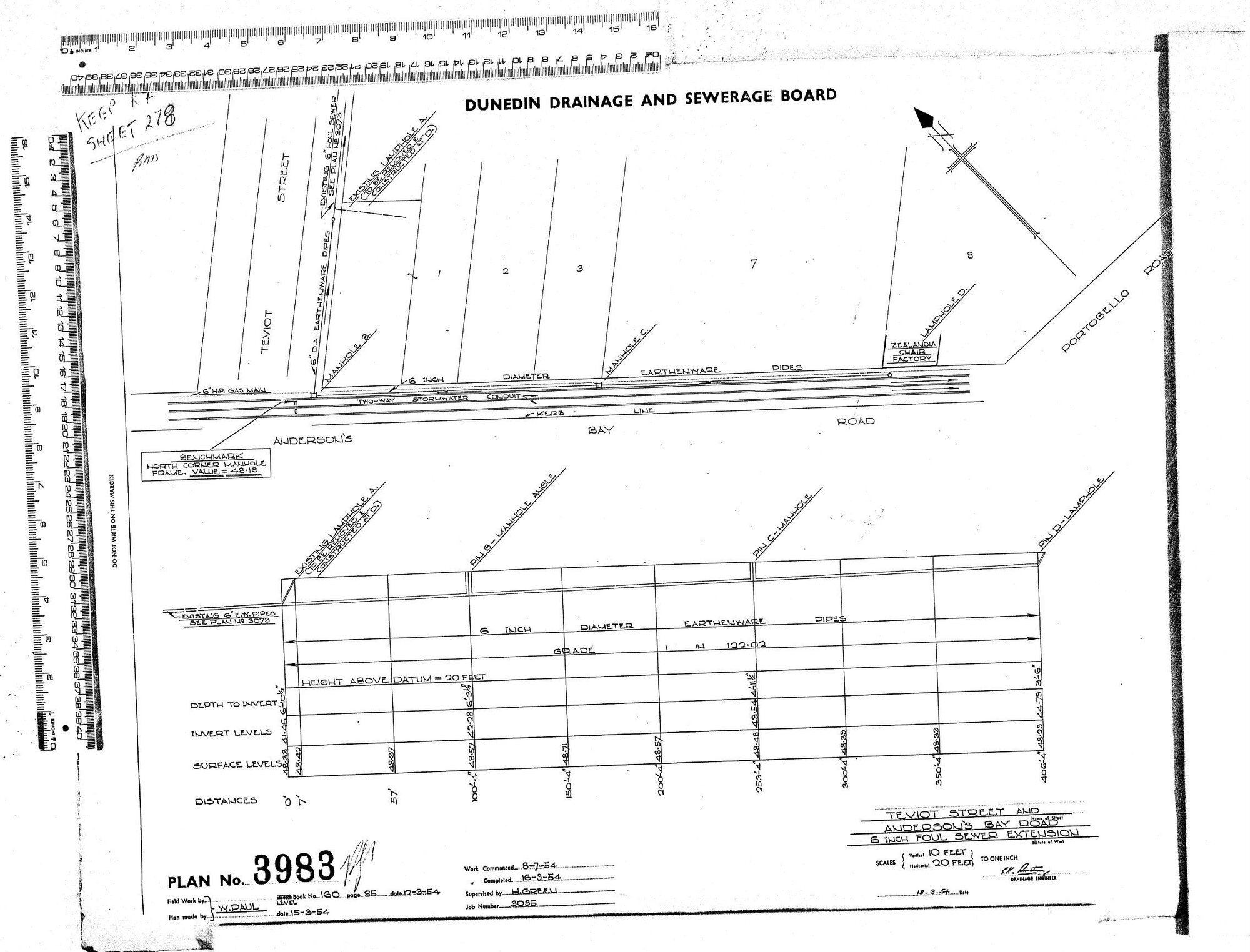TEVIOT STREET AND ANDERSON'S BAY ROAD  6" FOUL SEWER EXTENSION
