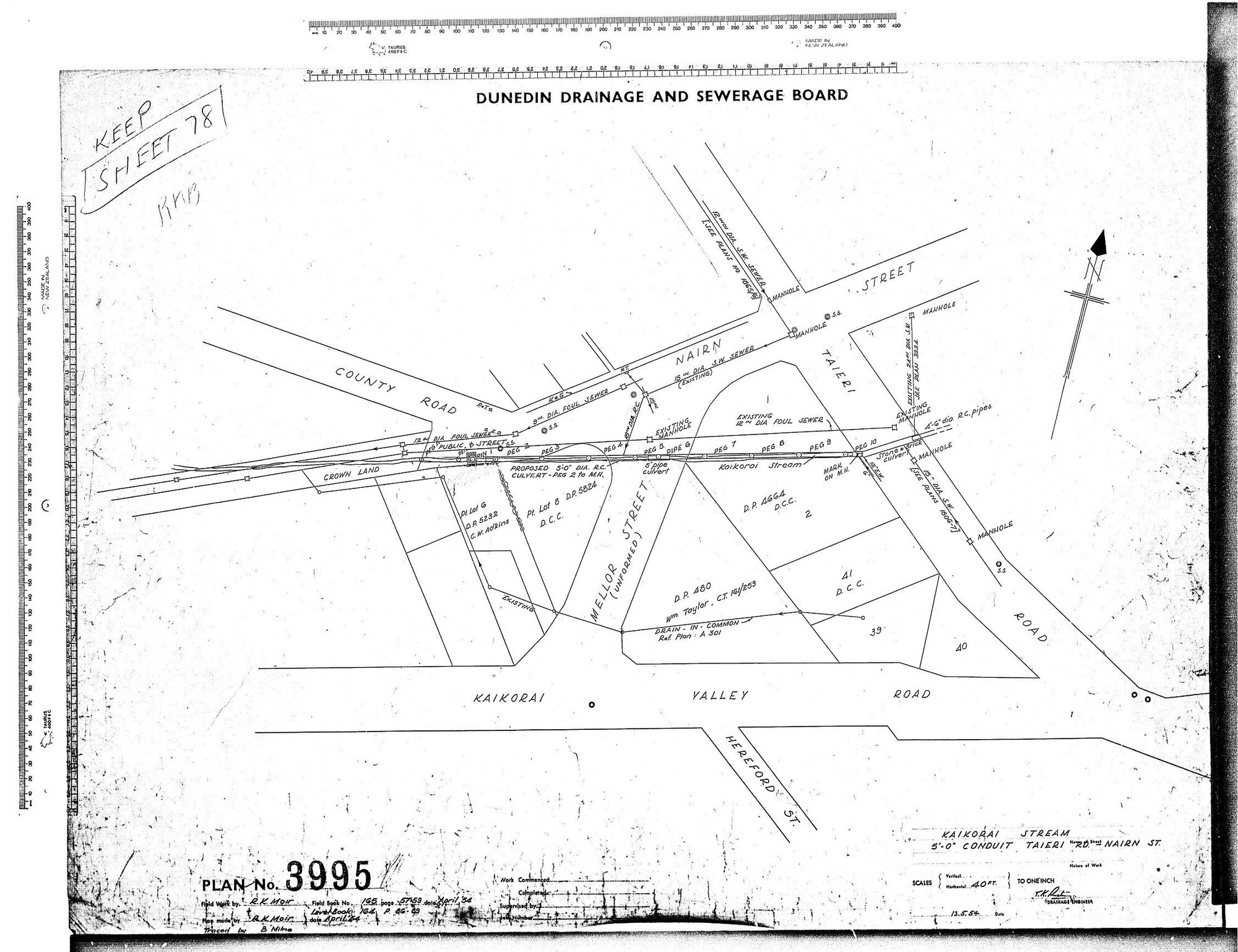KAIKORAI STREAM 5'-0" CONDUIT TAIERI RD - NAIRN ST.