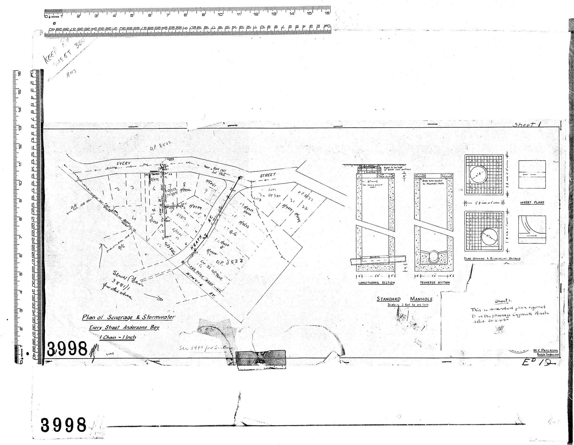PLAN OF SEWERAGE &amp; STORMWATER EVERY STREET ANDERSONS BAY