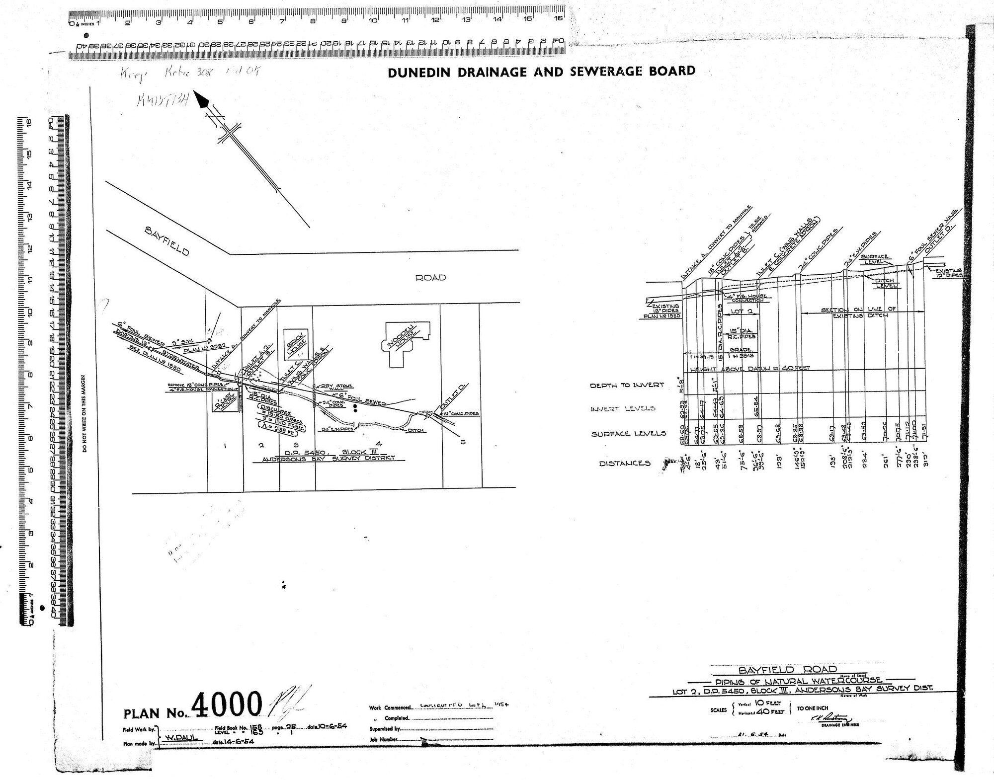 BAYFIELD ROAD - PIPING OF NATURAL WATERCOURSE - LOT 2, D.P. 5450, BLOCK III, ANDERSONS BAY SURVEY DIST.