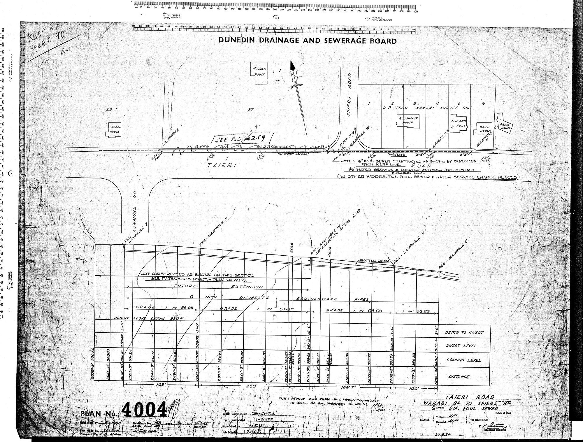 TAIERI ROAD - WAKARI ROAD TO SPIERS ROAD - 6" DIA FOUL SEWER