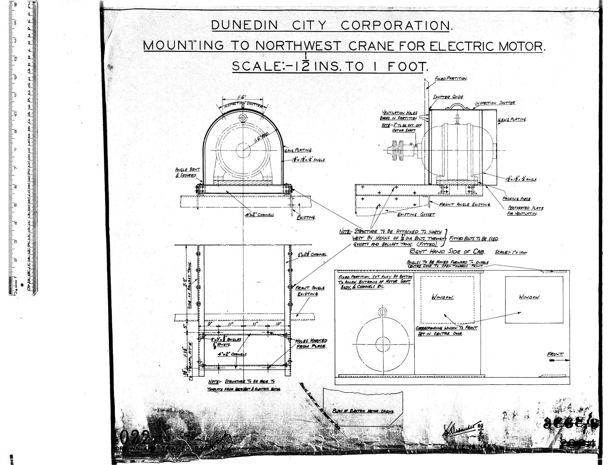 MOUNTING TO NORTHWEST CRANE FOR ELECTRIC MOTOR 