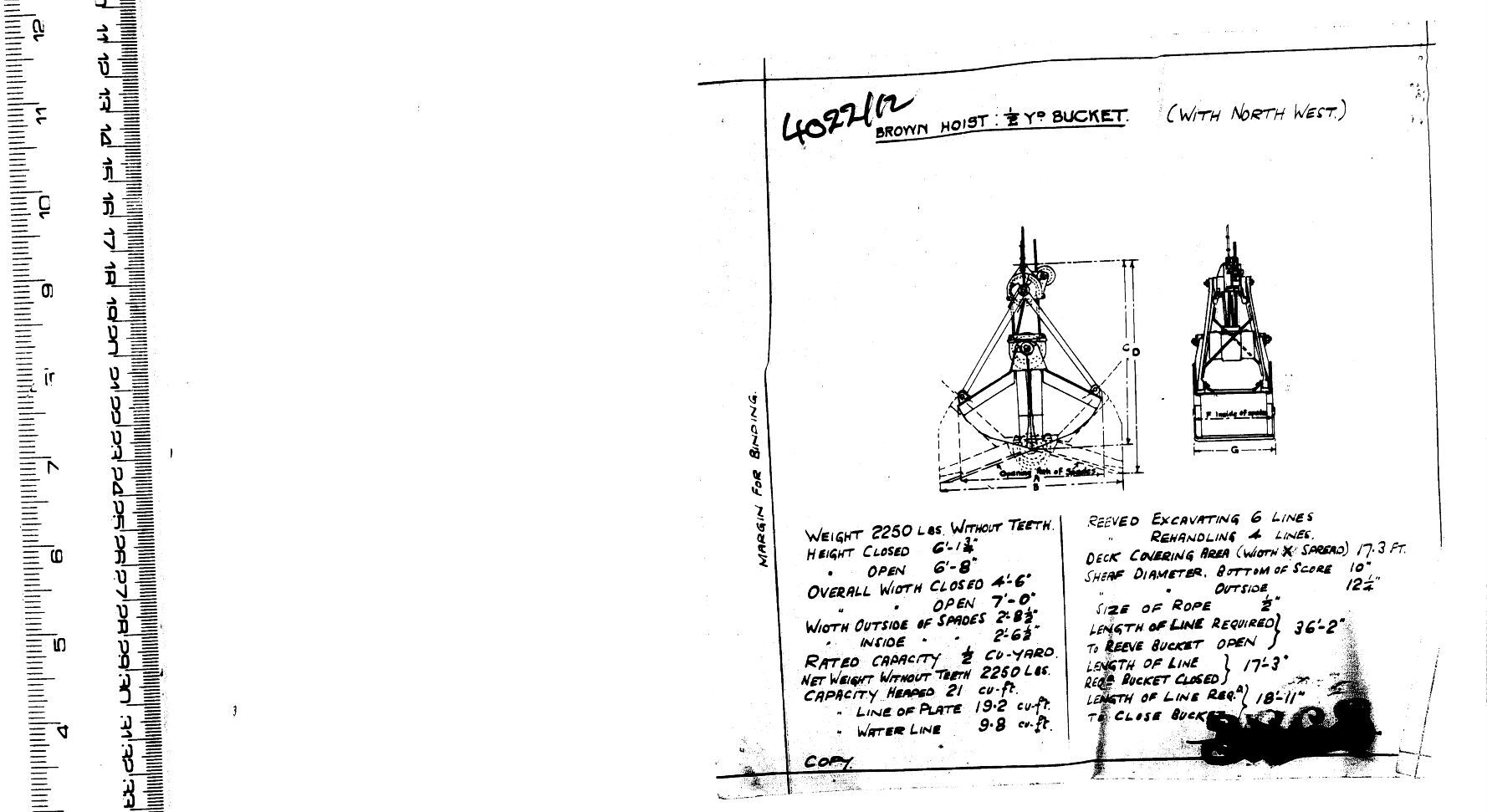 BROWN HOIST : 1/2 YD BUCKET  (WITH NORTH WEST)
