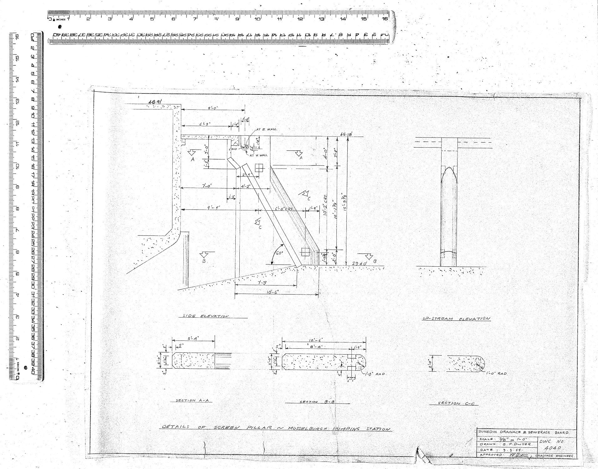 DETAILS OF SCREEN PILLAR &amp; MUSSELBURGH PUMPING STATION