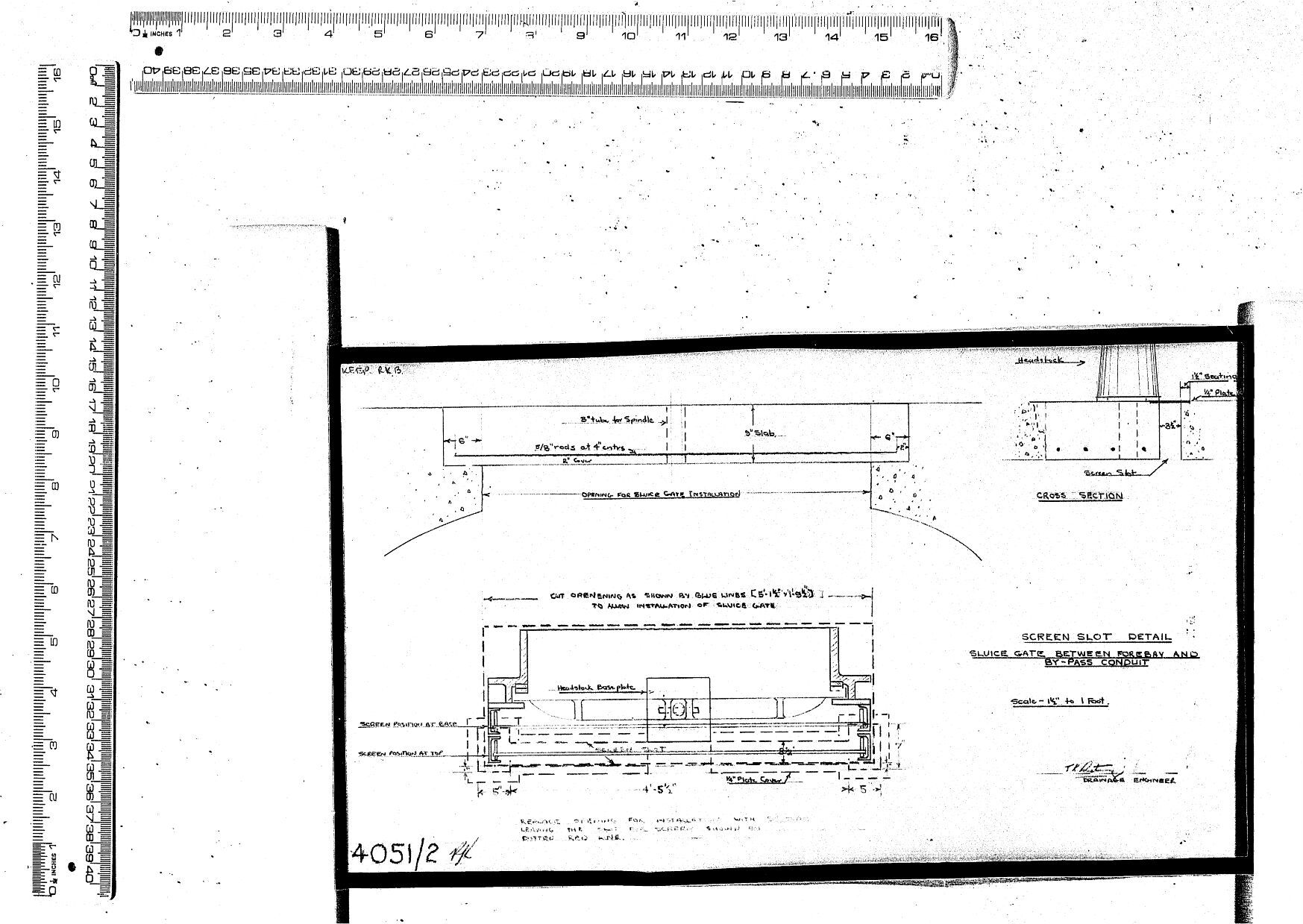 SCREEN SLOT DETAIL SJUICE GATE BETWEEN FOREBAY AND BY-PASS CONDUIT