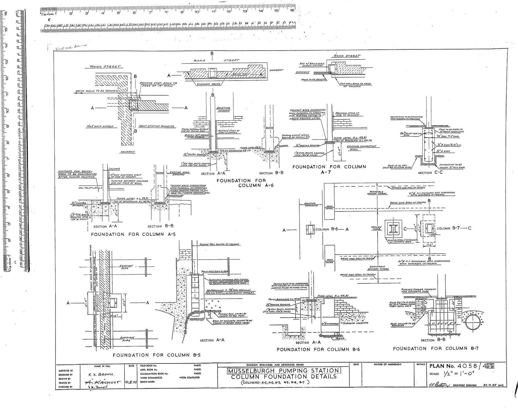 MUSSELBURGH PUMPING STATION COLUMN FOUNDATION DETAILS (COLUMNS: A-5,A-6,A-7,B-5,B-6,B-7)
