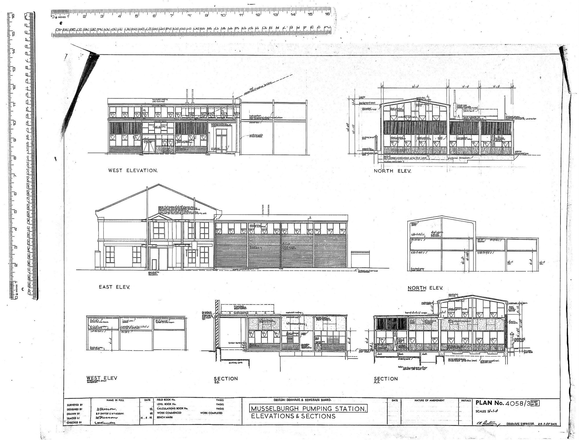 MUSSELBURGH PUMPING STATION ELEVATIONS &amp; SECTION