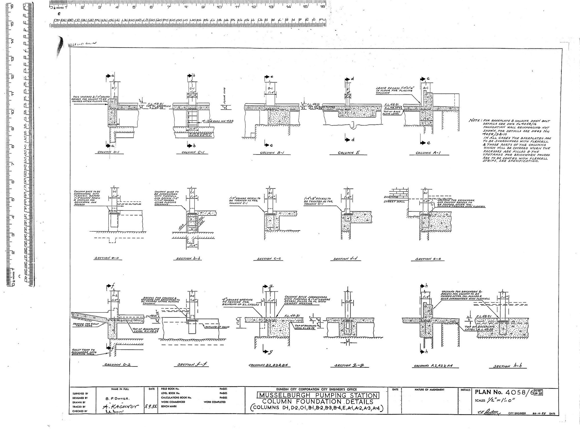 MUSSELBURGH PUMPING STATION COLUMN FOUNDATION DETAILS (COLUMNS: D-1,D-2,C-1,B-1,B-2,B-3,B-4,E,A-1,A-2,A-3,A-4)