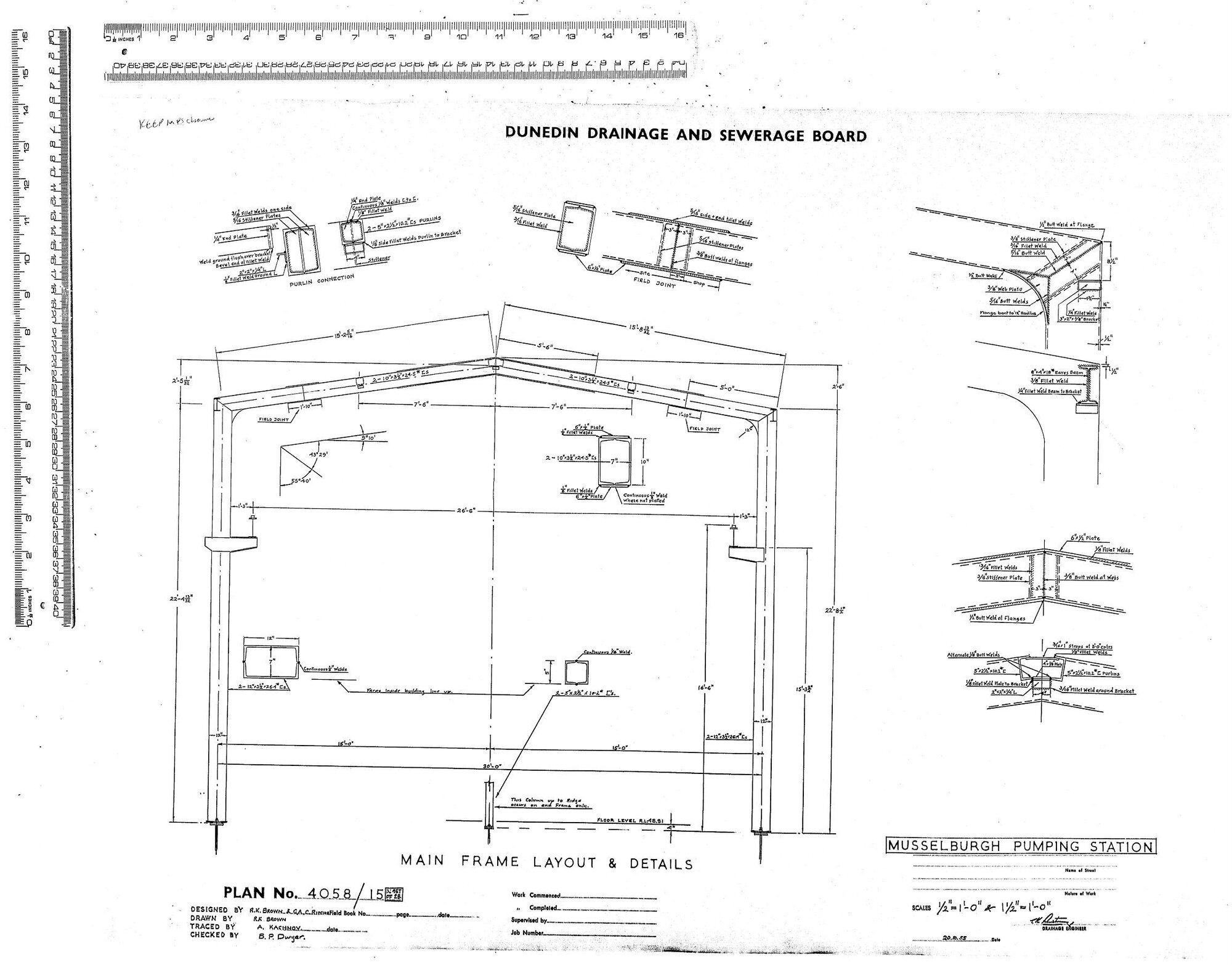 MUSSELBURGH PUMPING STATION MAIN FRAME LAYOUT &amp; DETAILS