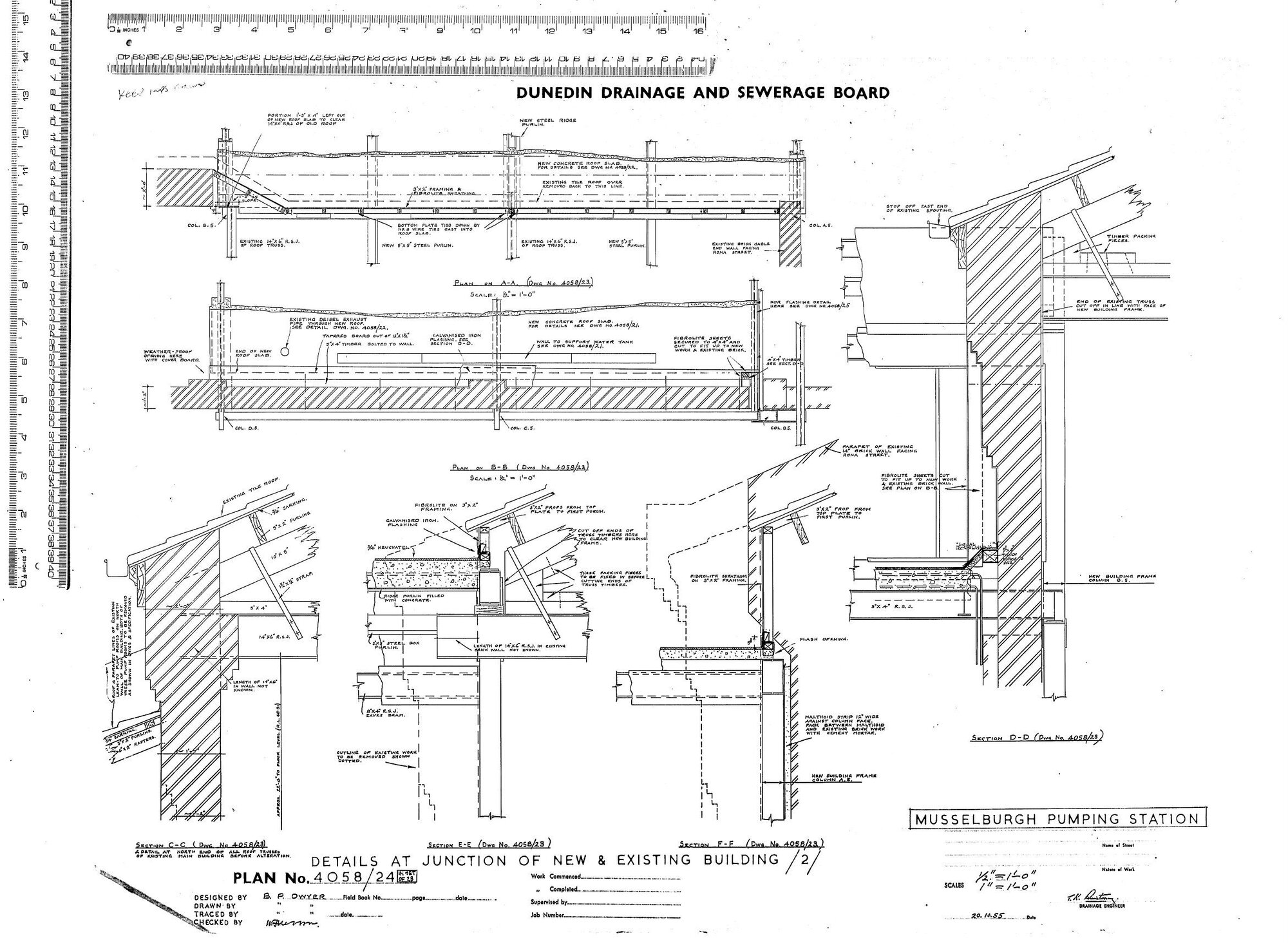 MUSSELBURGH PUMPING STATION DETAILS AT JUNCTION OF NEW &amp; EXISTING BUILDING 2