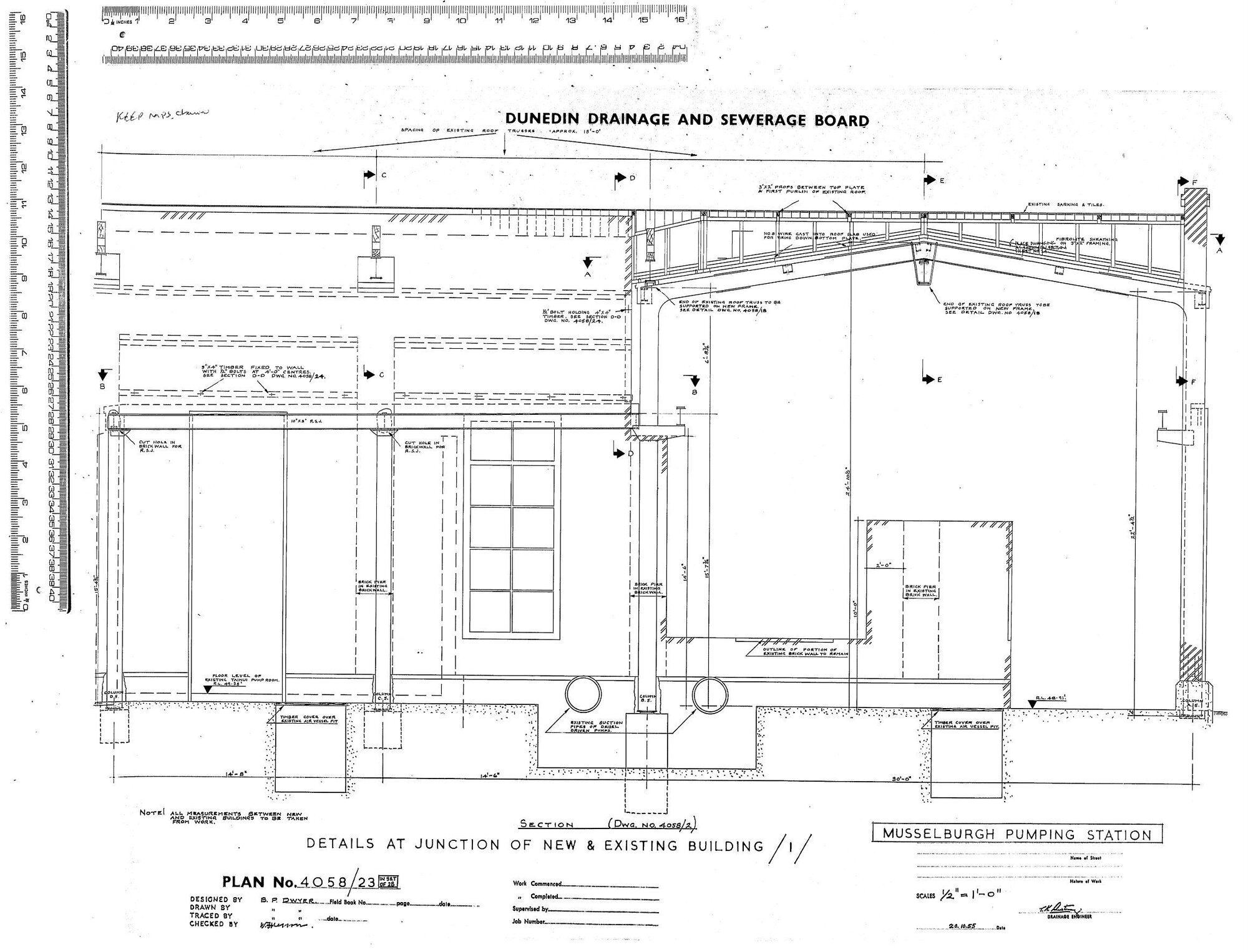 MUSSELBURGH PUMPING STATION DETAILS AT JUNCTION OF NEW &amp; EXISTING BUILDING 1