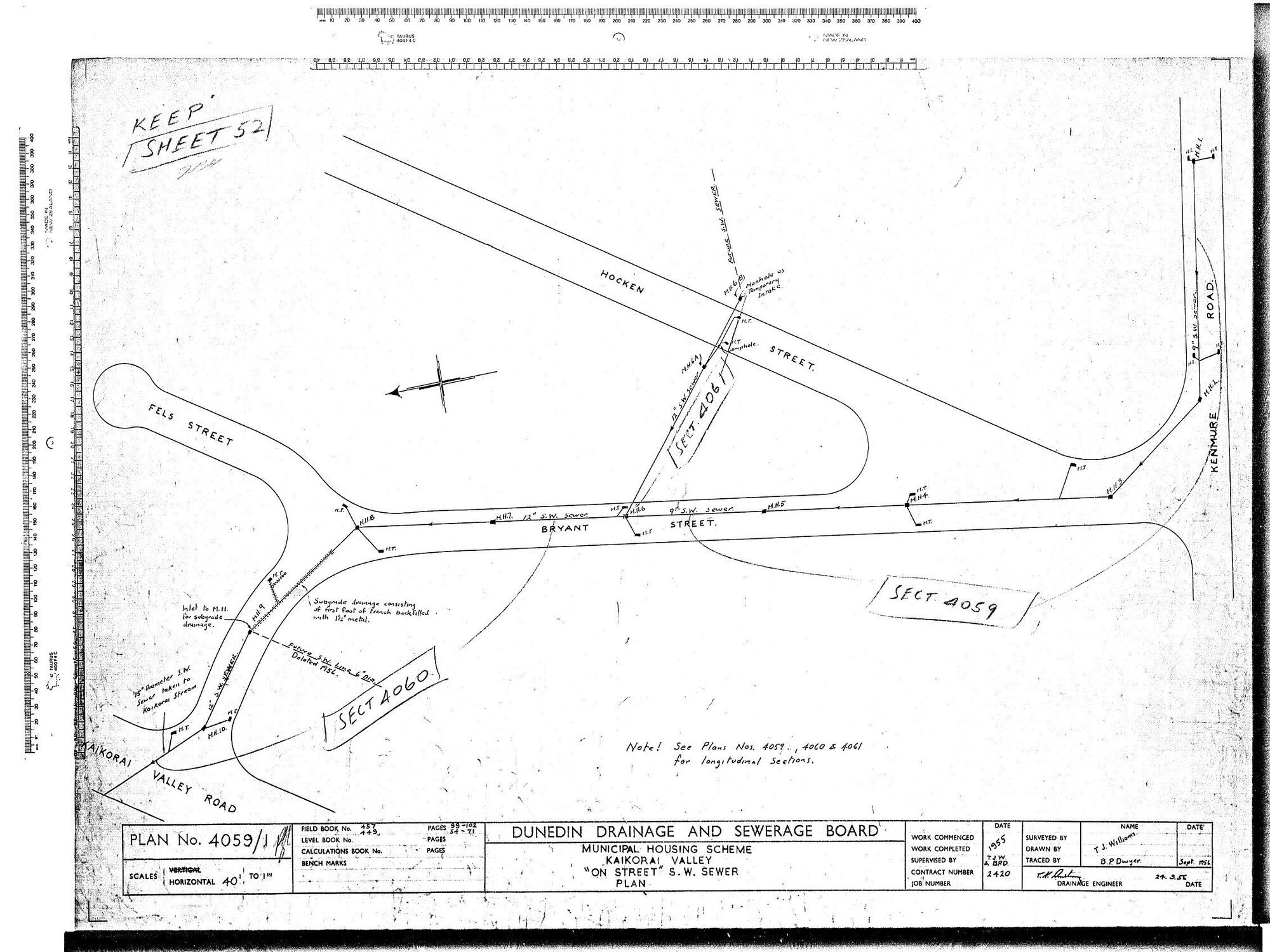 MUNICIPAL HOUSING SCHEME KAIORAI VALLEY ON STREET S.E. SEWER PLAN