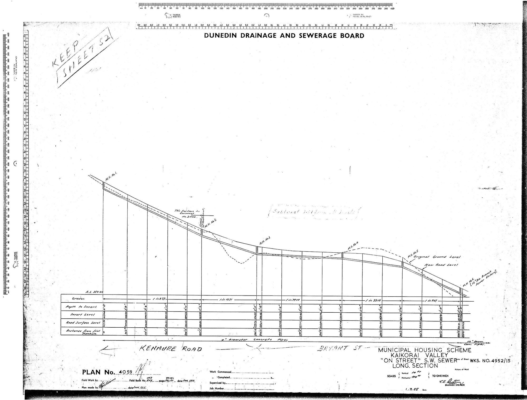 MUNICIPAL HOUSING SCHEME KAIORAI VALLEY ON STREET S.E. SEWER LONG SECTION