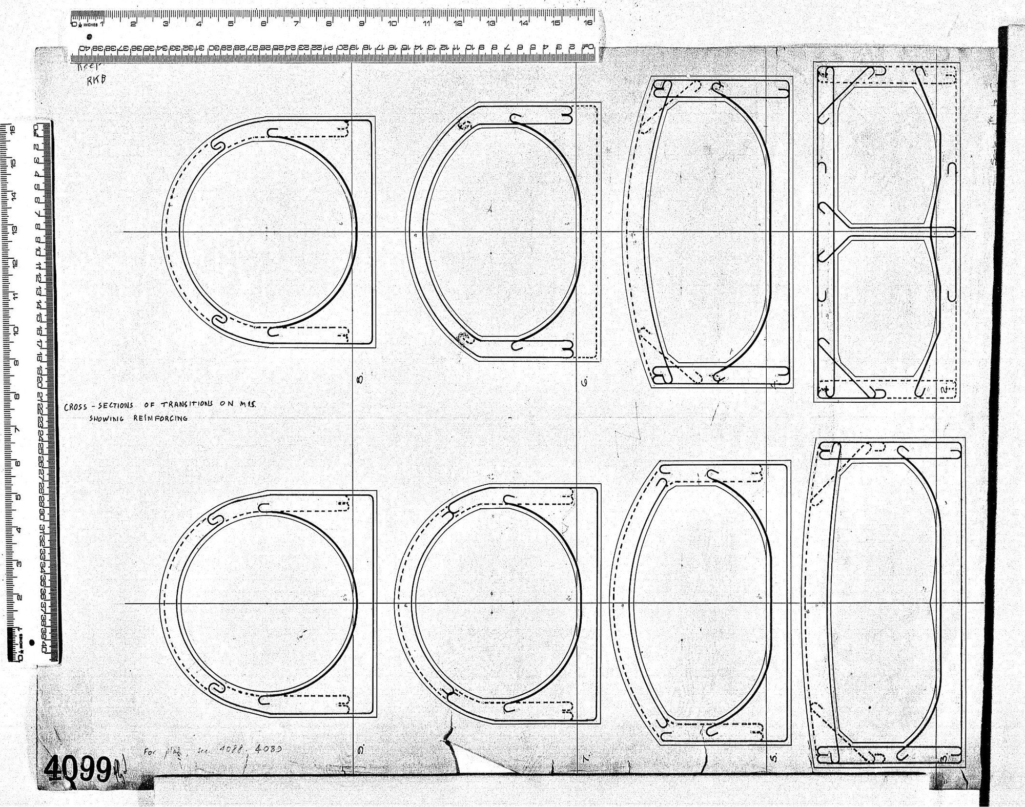 CROSS-SECTIONS OF TRANSITIONS ON M.I.S. SHOWING REINFORCING