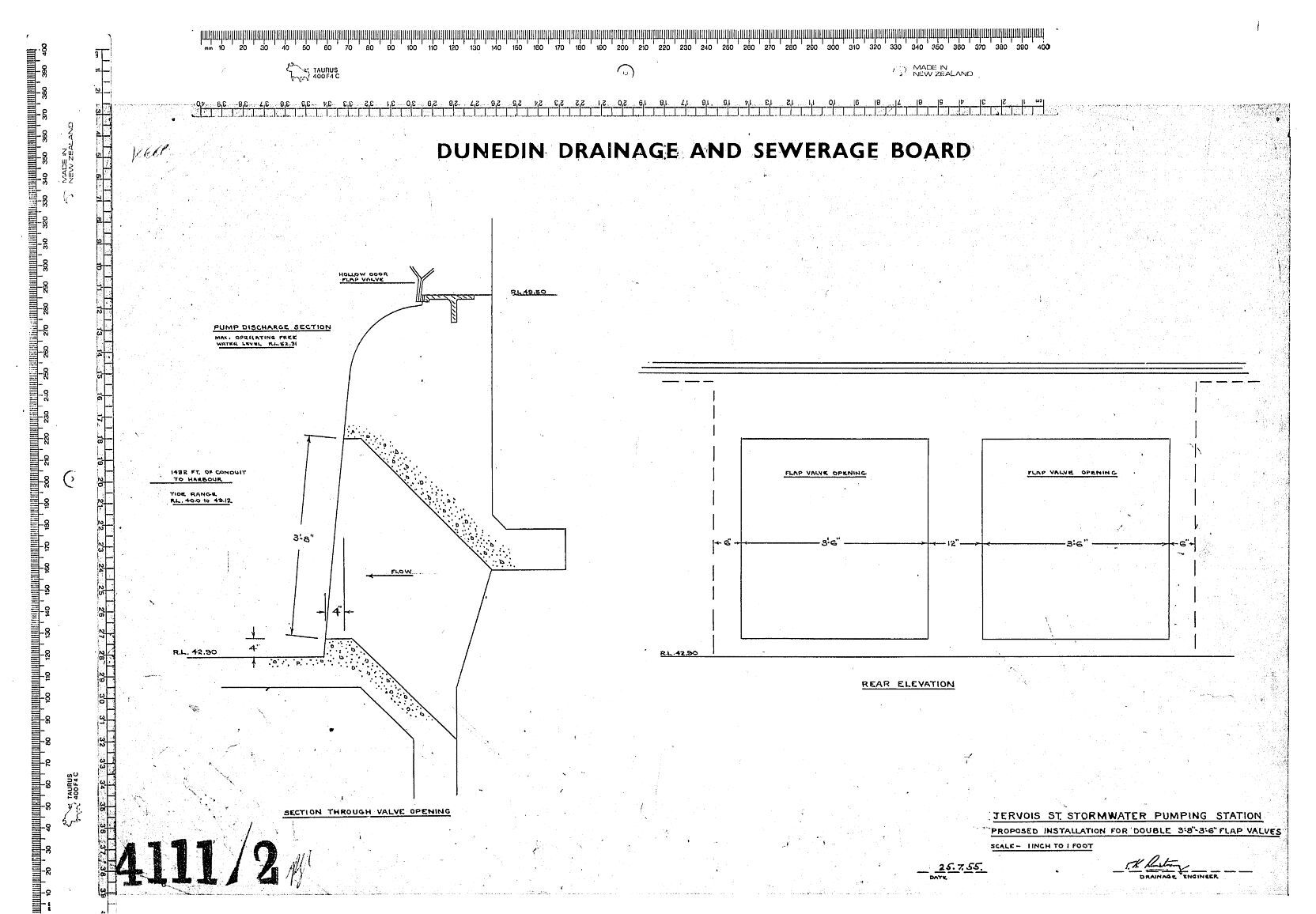 JERVOIS STREET STORMWATER PUMPING STATION PROPOSED INSTALLATION FOR DOUBLE 3'8"-3'6" FLAP VALVES