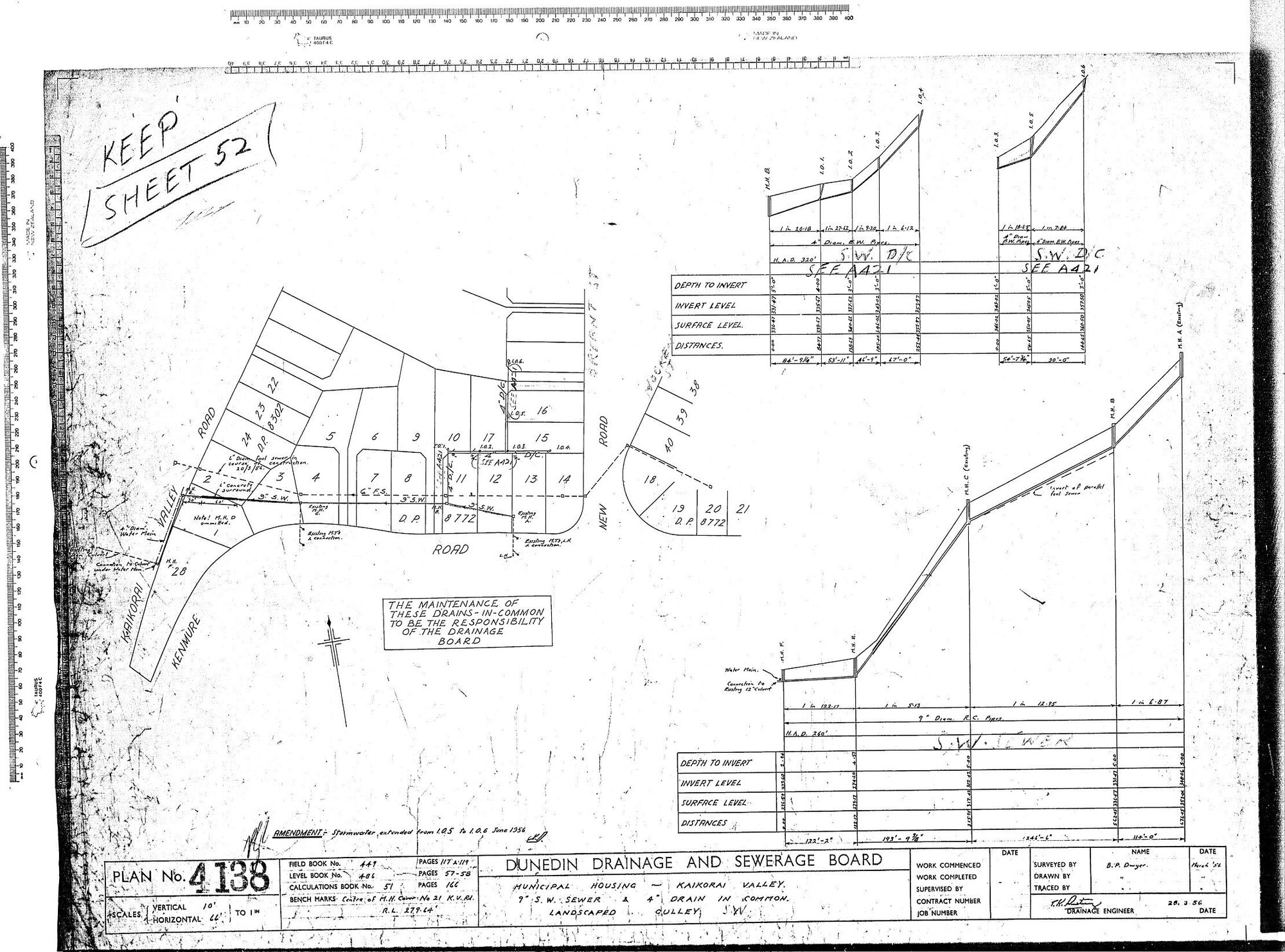 MUNICIPAL HOUSING - KAIKORAI VALLEY - 9" S.W. SEWER &amp; 4" DRAIN IN COMMON LANDSCAPED GULLEY S.W.