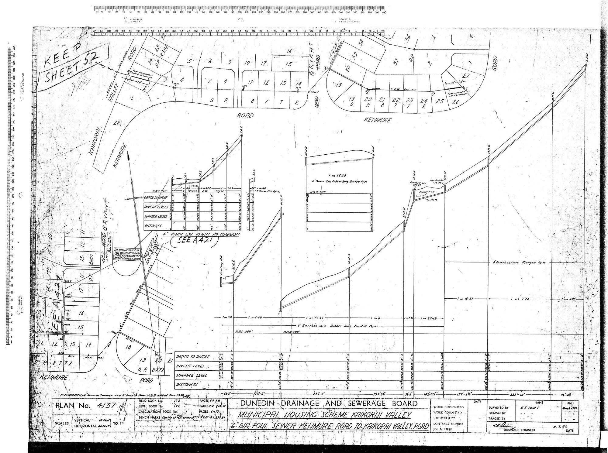 MUNICIPAL HOUSING SCHEME KAIKORAI VALLEY 6" FIA FOUL SEWER KENMURE ROAD TO KAIKORAI VALLEY ROAD