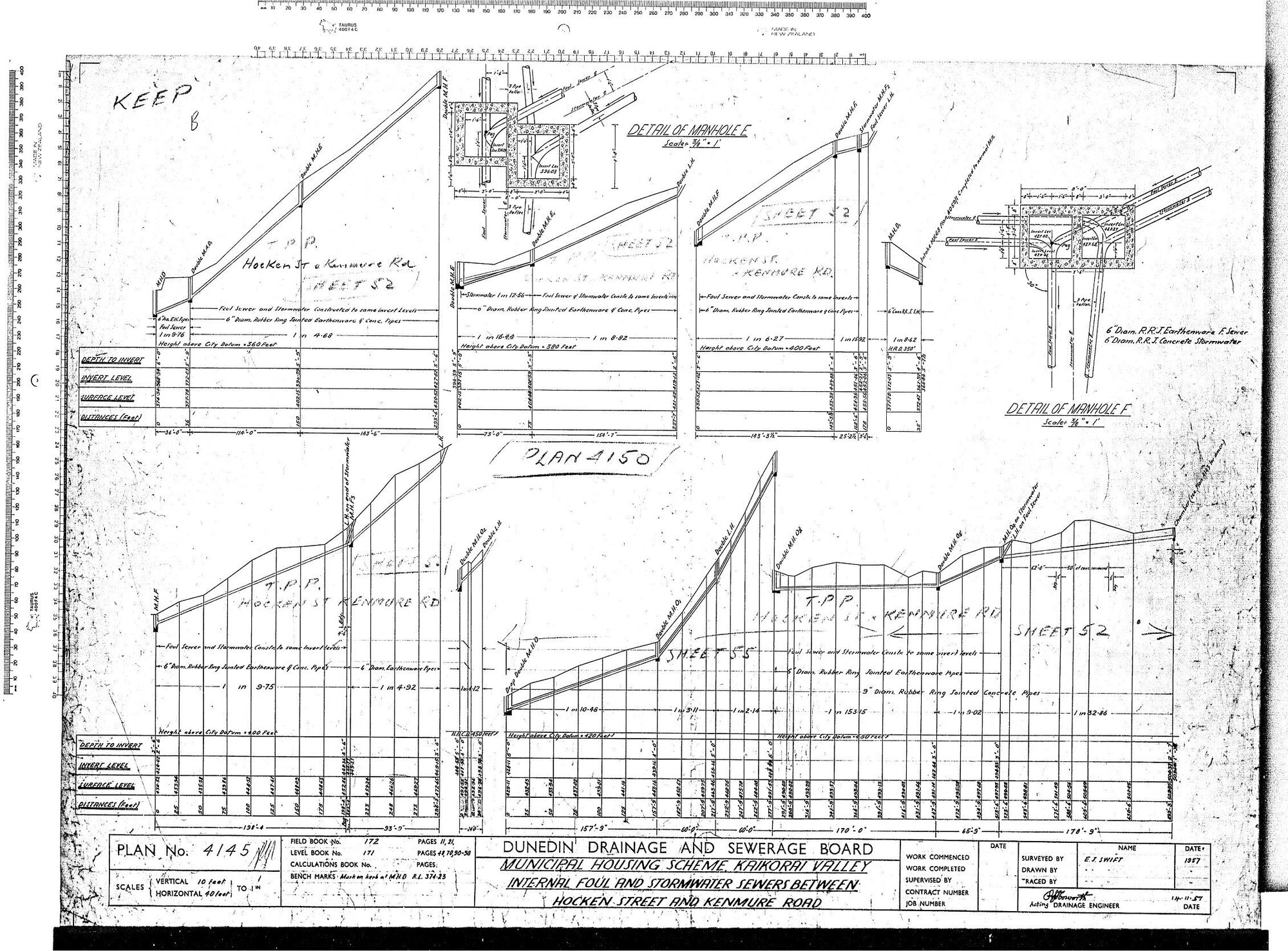 MUNICIPAL HOUSING SCHEME KAIKORAI VALLEY INTERNAL FOUL AND STORMWATER SEWERS BETWEEN HOCKEN STREET AND KENMURE ROAD