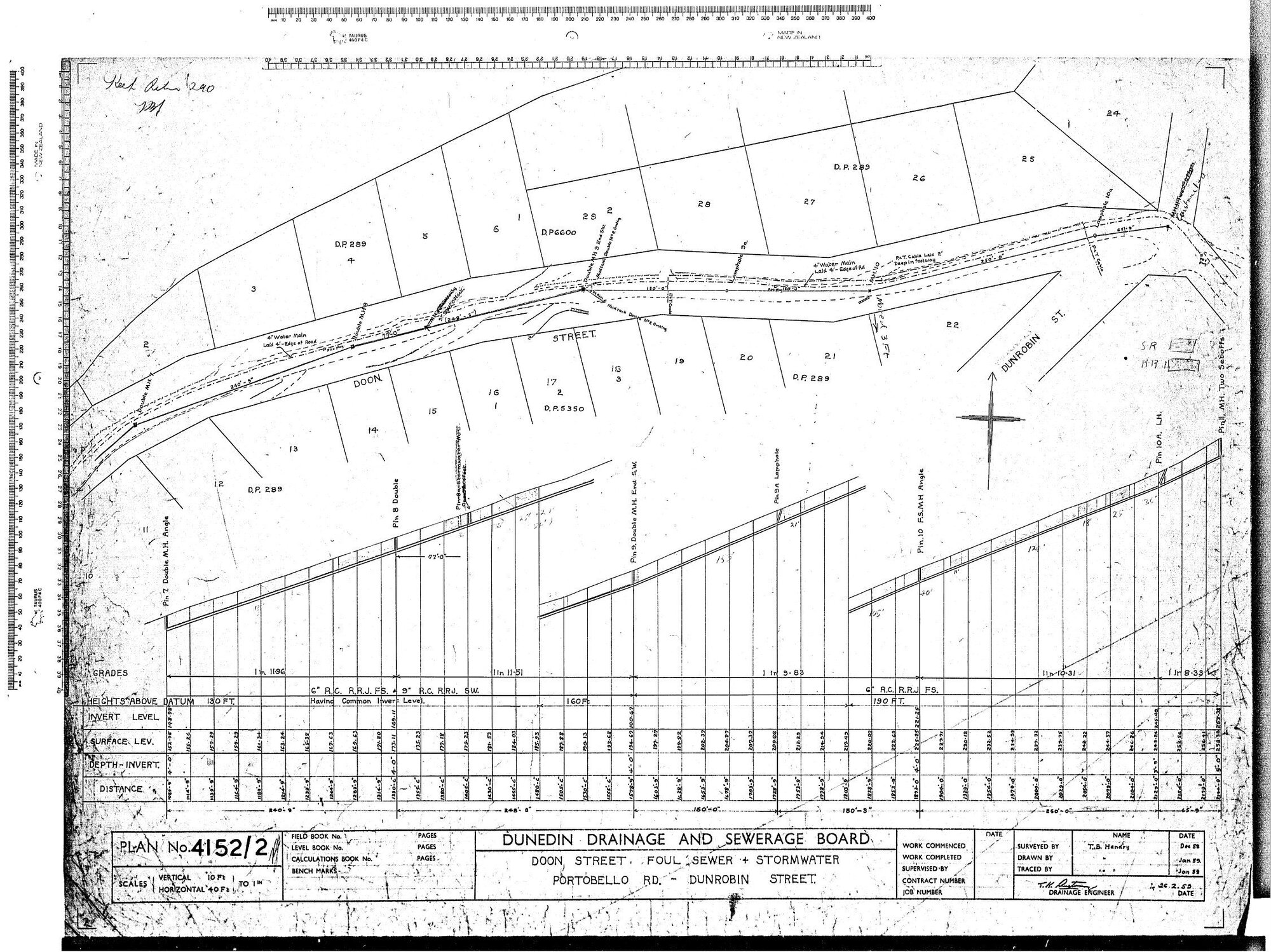DOON STREET - FOUL SEWER - STORMWATER PORTOBELLO ROAD - DUNROBIN STREET