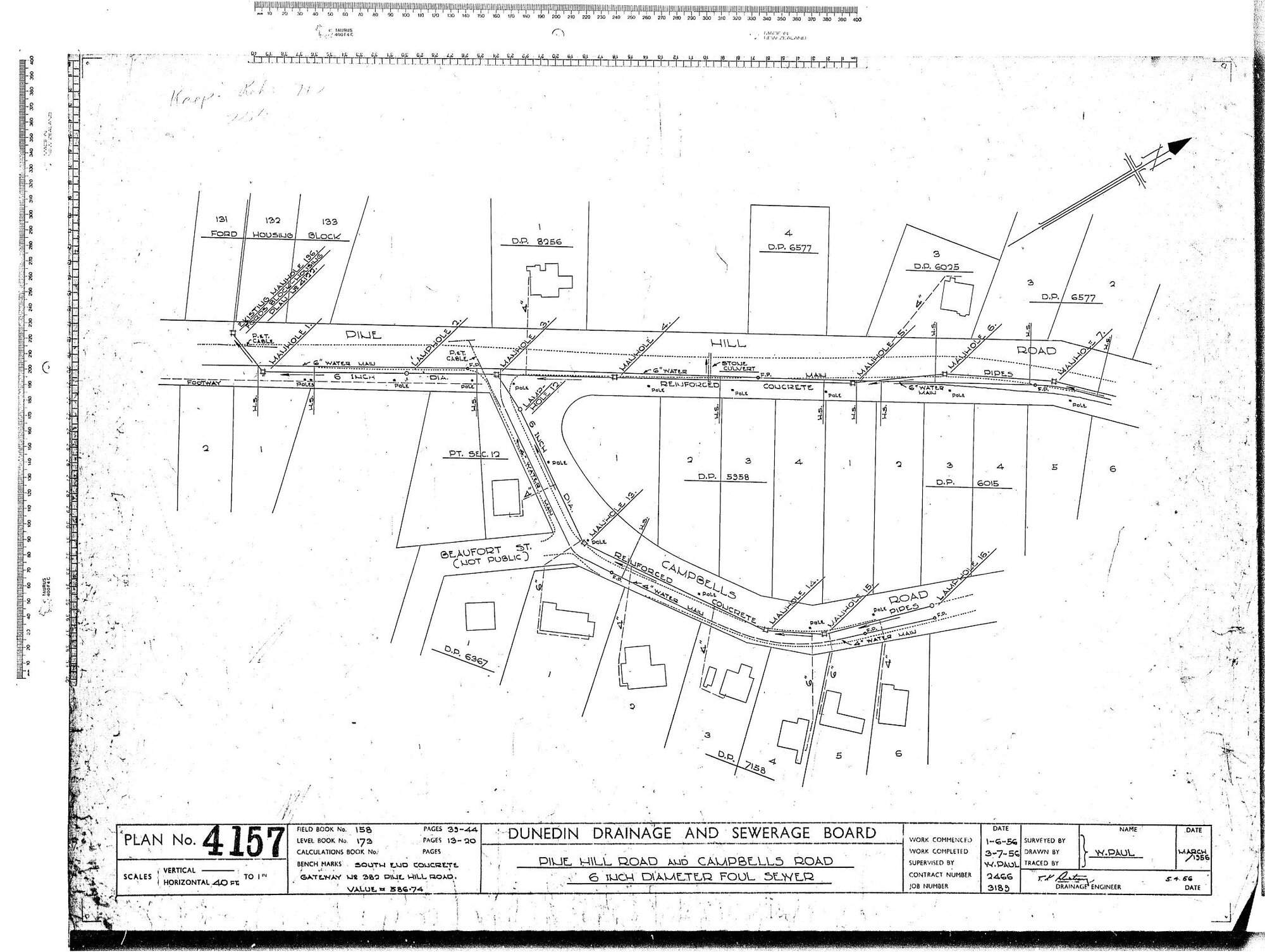 PINE HILL ROAD AND CAMPBELLS ROAD 6 INCH DIAMETER FOUL SEWER