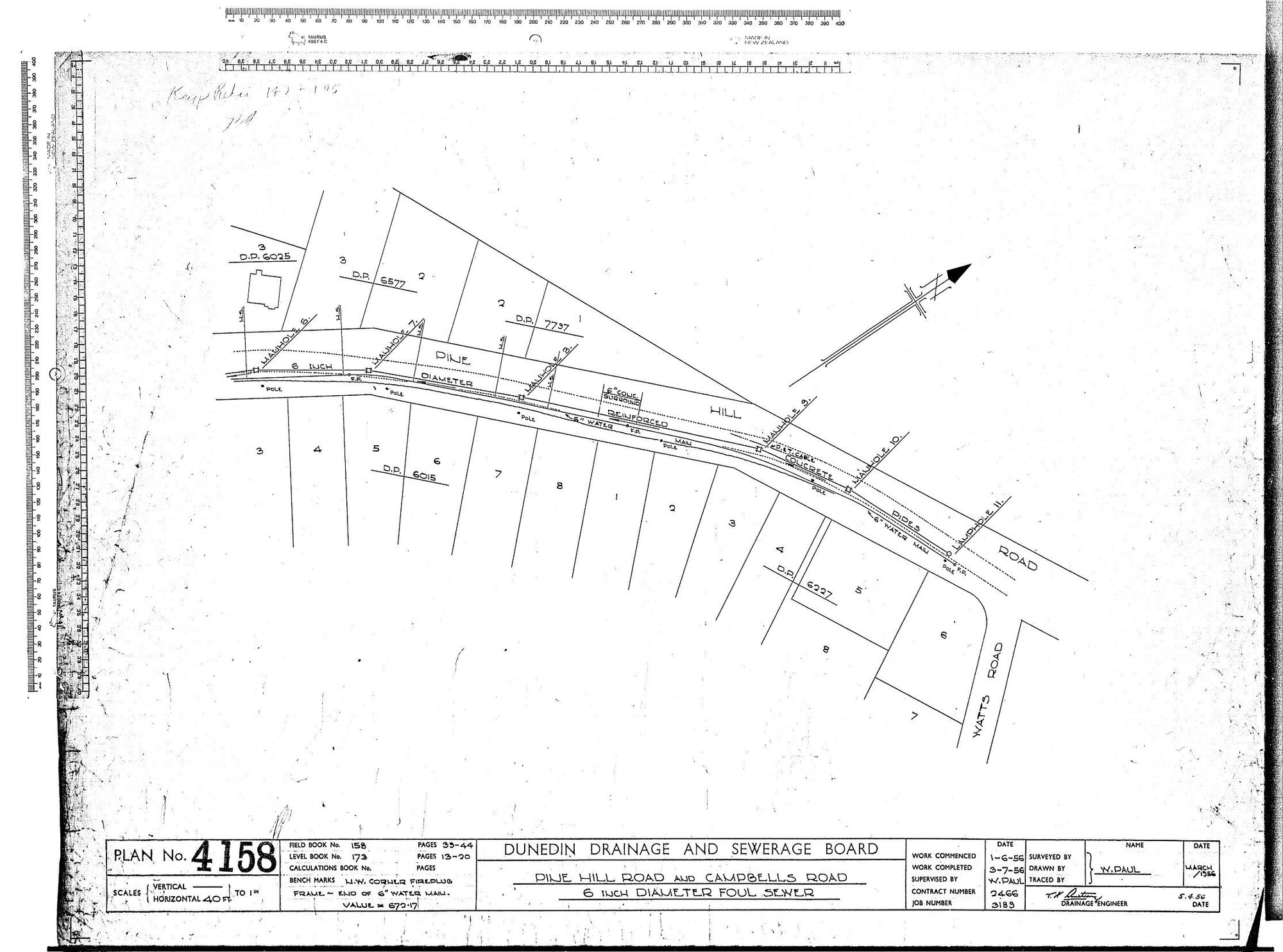 PINE HILL ROAD AND CAMPBELLS ROAD 6 INCH DIAMETER FOUL SEWER