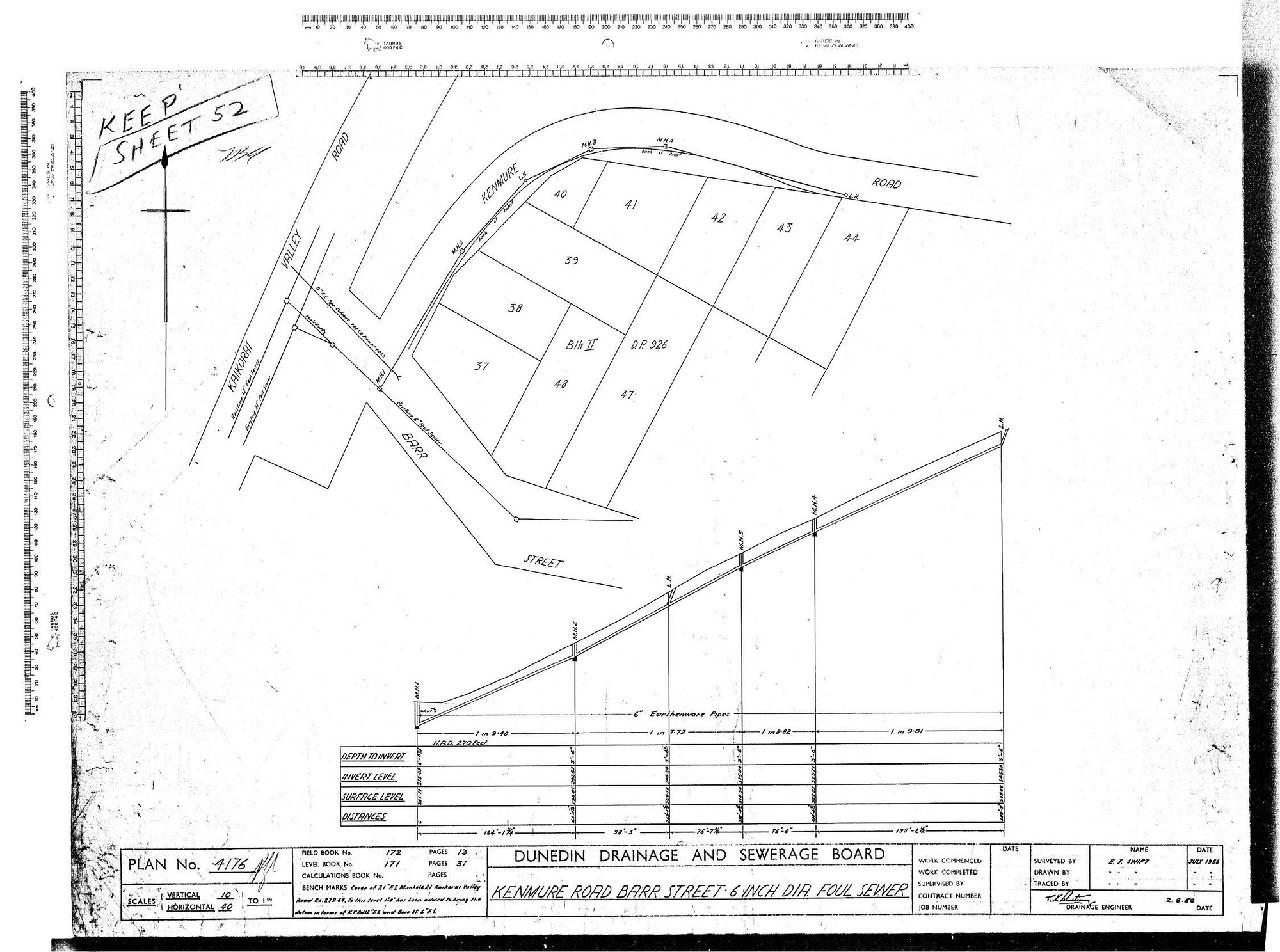 KENMURE ROAD BARR STREET 6 INCH DIA FOUL SEWER
