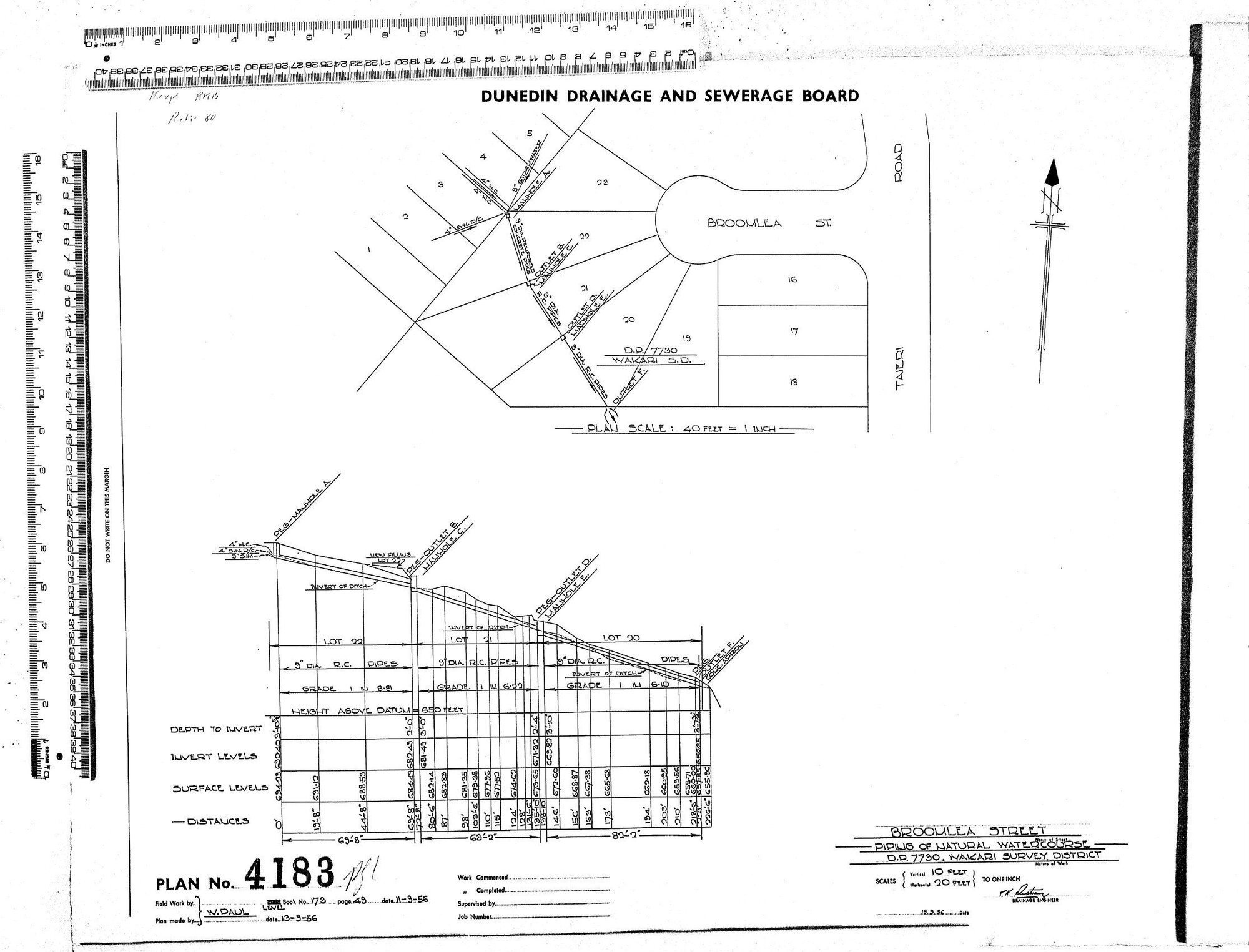 BROOMLEA STREET - PIPING OF NATURAL WATERCOURSE - D.P. 7730, WAKARI SURVEY DISTRICT