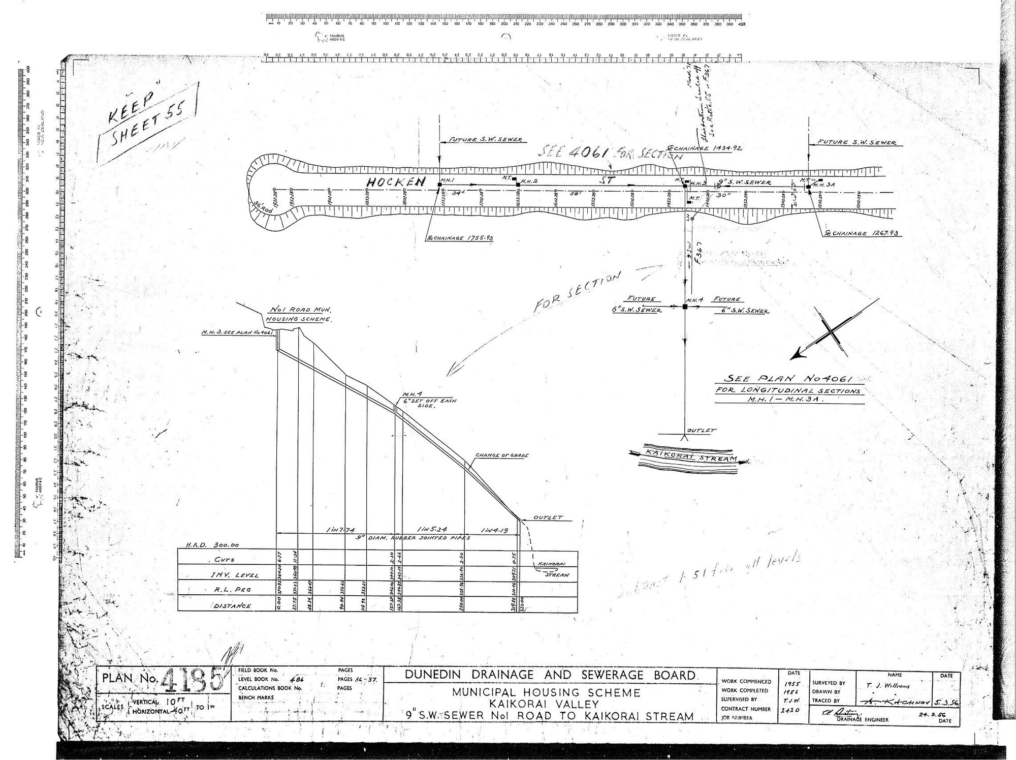 MUNICIPAL HOUSING SCHEME KAIKORAI VALLEY 9" S.W. SEWER NO1 ROAD TO KAIKORAI STREAM