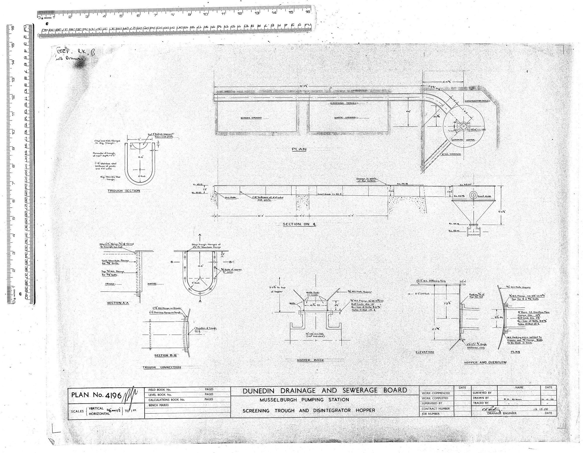 MUSSELBURGH PUMPING STATION - SCREENING TROUGH AND DISINTEGRATOR HOPPER