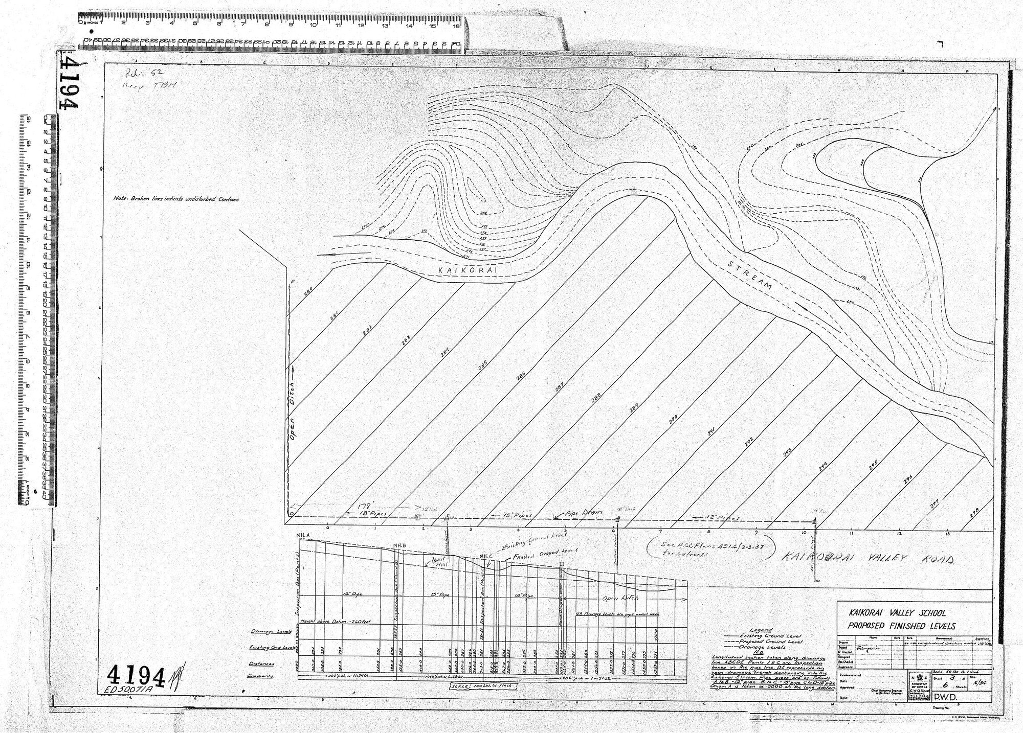 KAIKORAI VALLEY SCHOOL PROPOSED FINISHED LEVELS