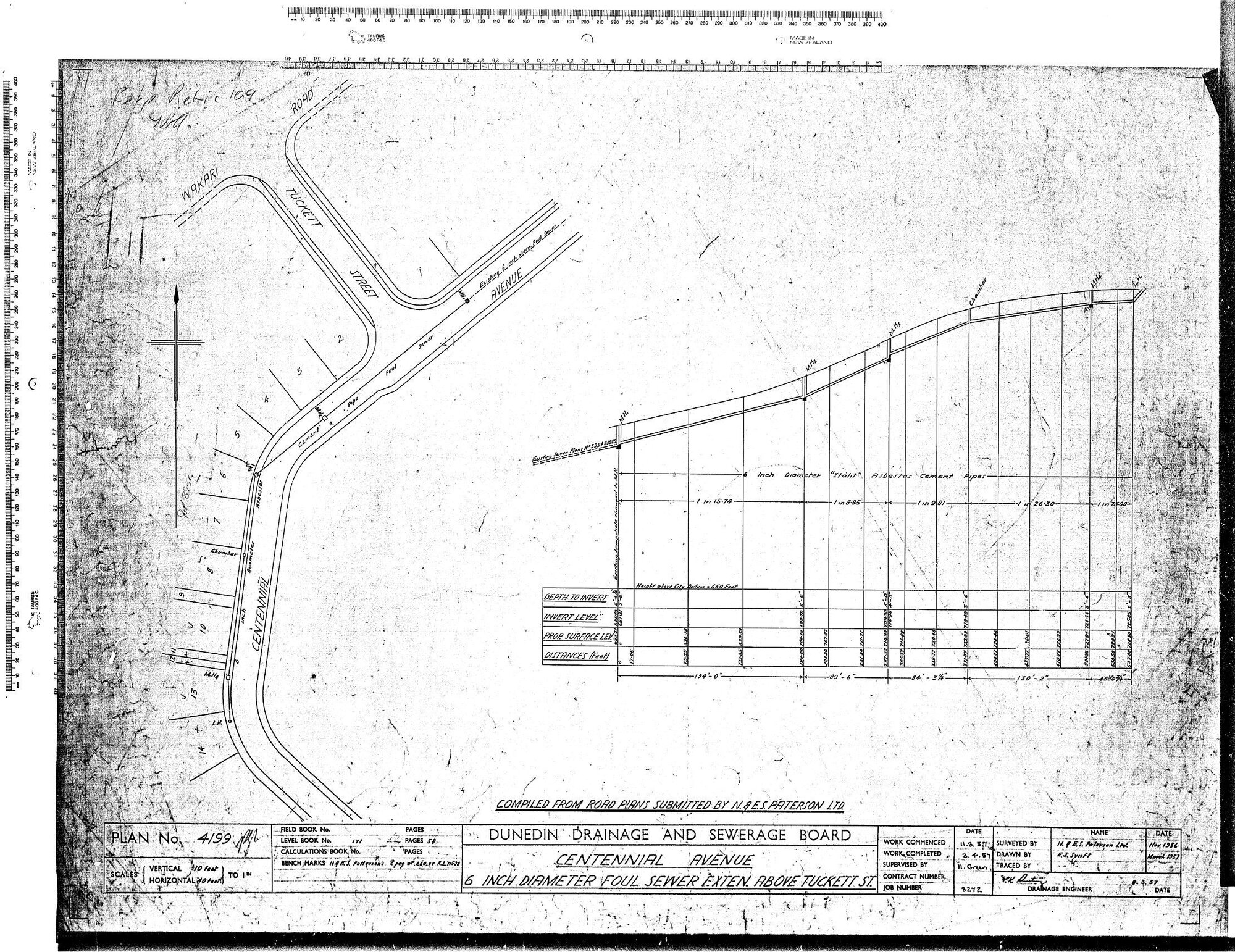 CENTENNIAL AVENUE 6 INCH DIAMETER FOUL SEWER EXTEN ABOVE TUCKETT STREET