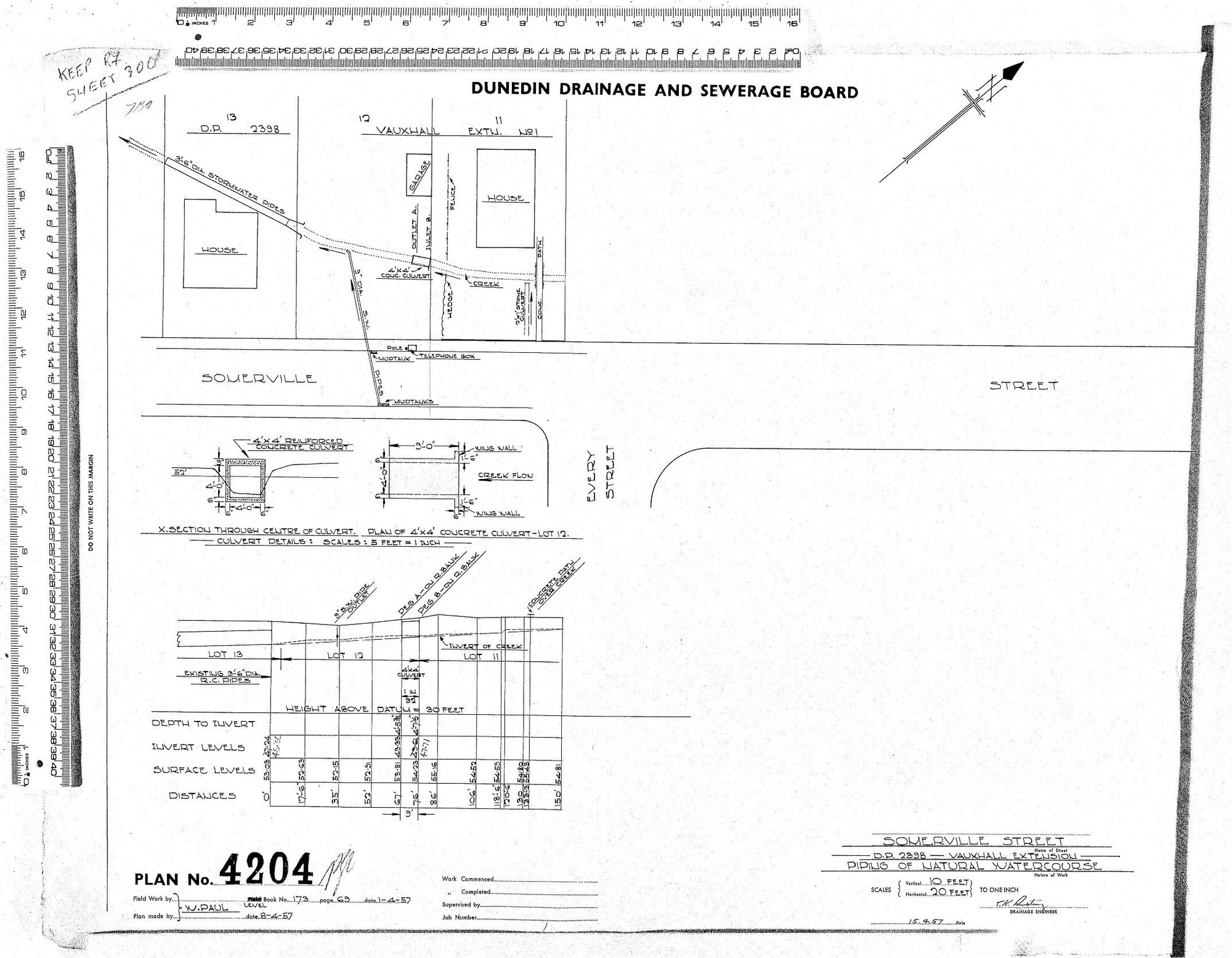 SOMERVILLE STREET D.P. 2398 - VAUXHALL EXTENSION PIPING OF NATURAL WATERCOURSE