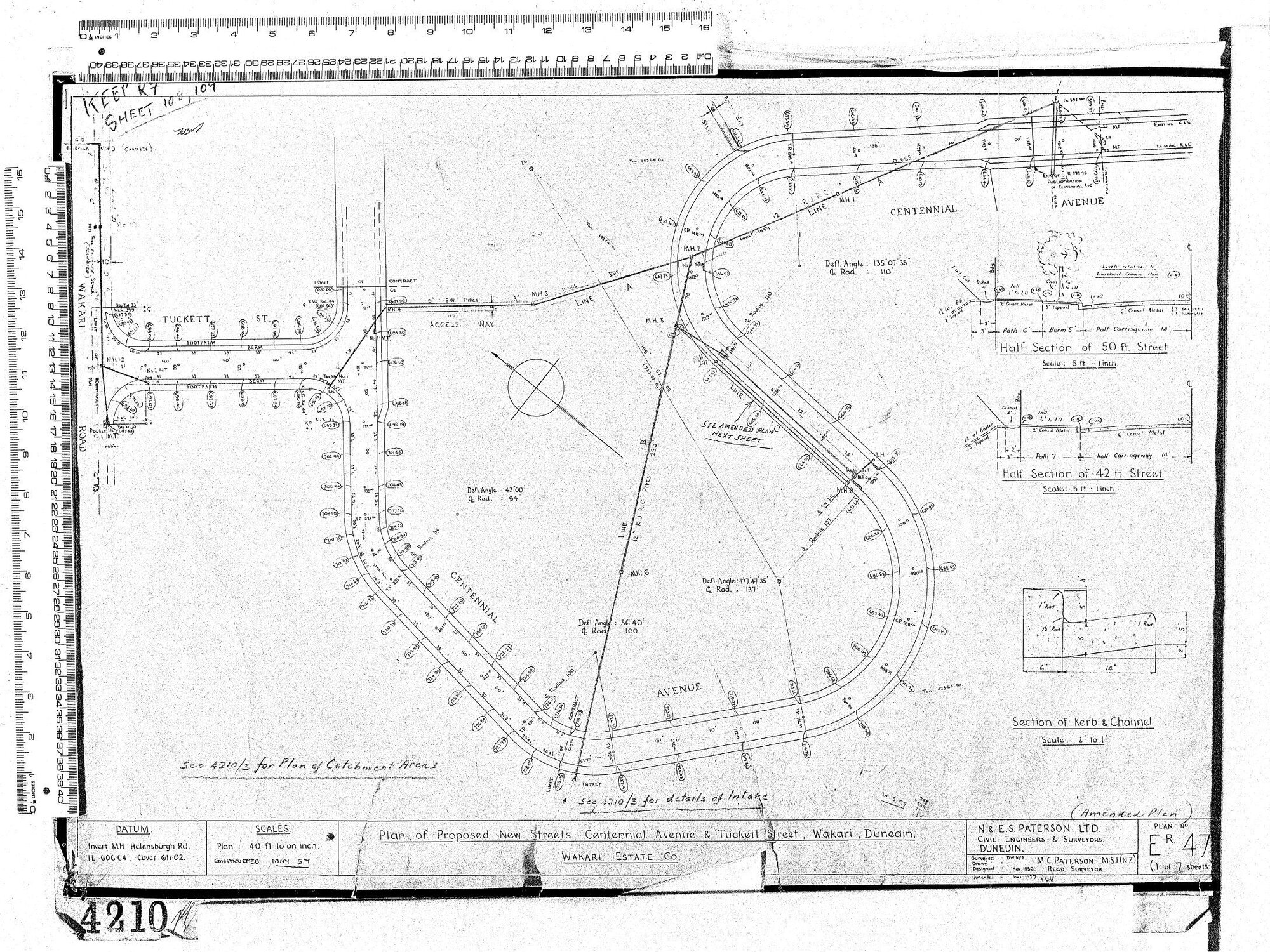 PLAN OF PROPOSED NEW STREETS CENTENNIAL AVENUE &amp; TUCKETT STREET, WAKARI DUNEDIN
