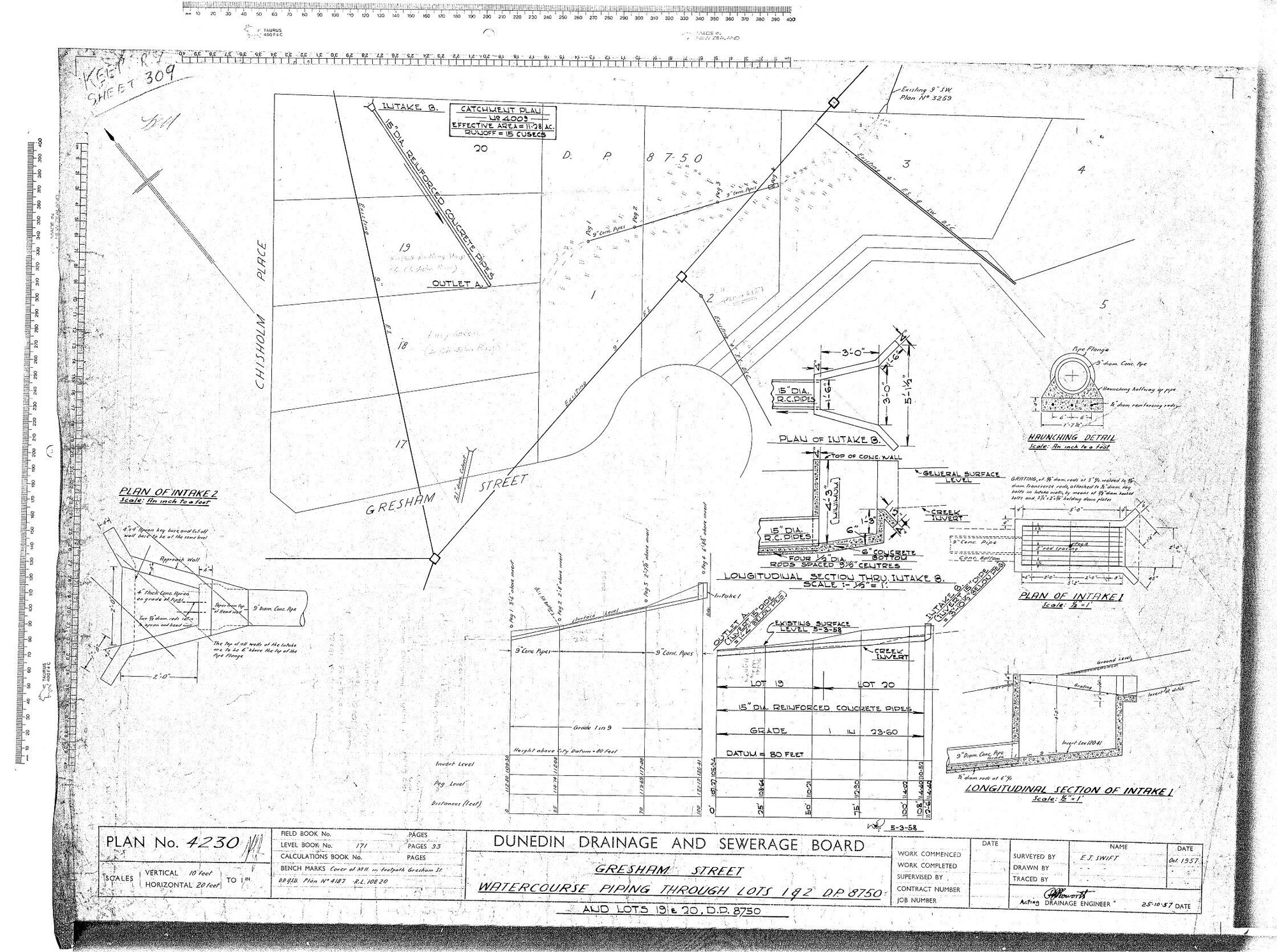 GRESHAM STREET  WATERCOURSE PIPING THROUGH LOTS 1 &amp; 2 D.P. 8750 AND LOTS 19 &amp; 20 D.P. 8750