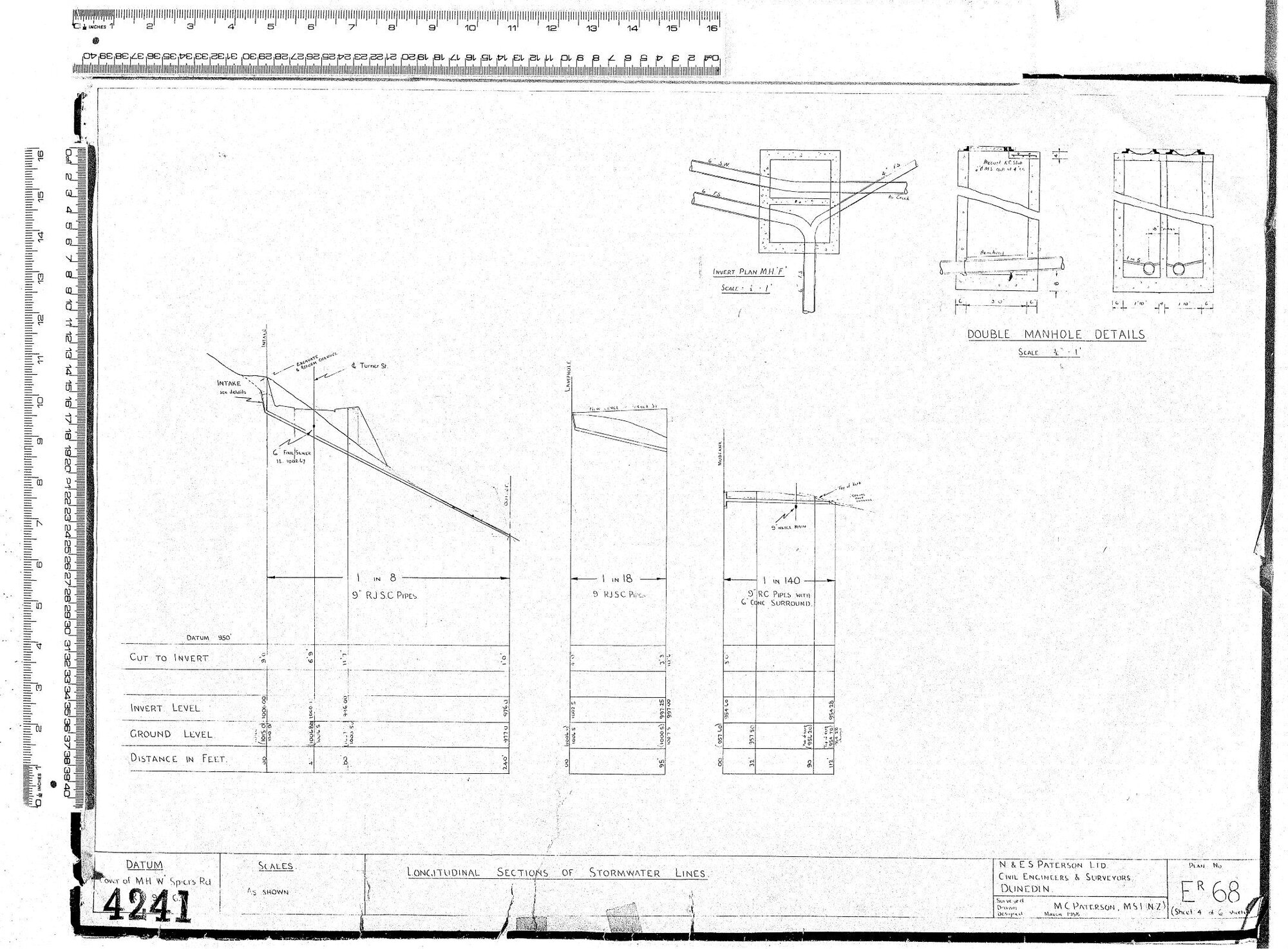 LONGITUDINAL SECTIONS OF STORMWATER LINES