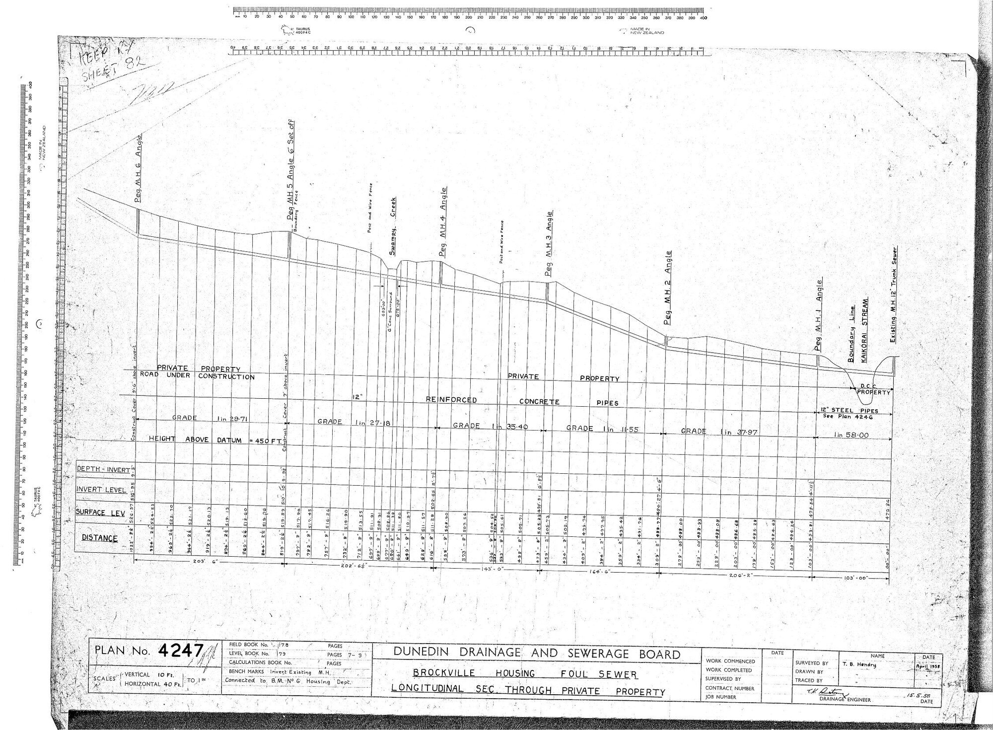 BROCKVILLE HOUSING FOUL SEWER LONGITUDINAL SEC. THROUGH PRIVATE PROPERTY
