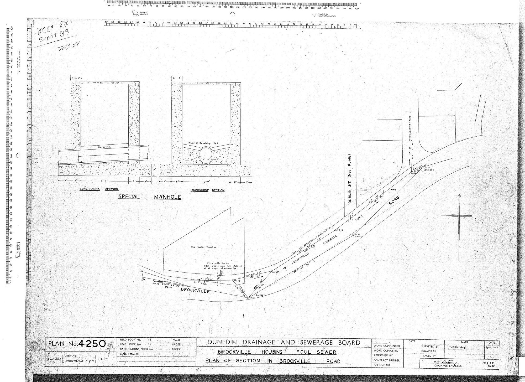 BROCKVILLE HOUSING FOUL SEWER PLAN OF SECTION IN BROCKVILLE ROAD
