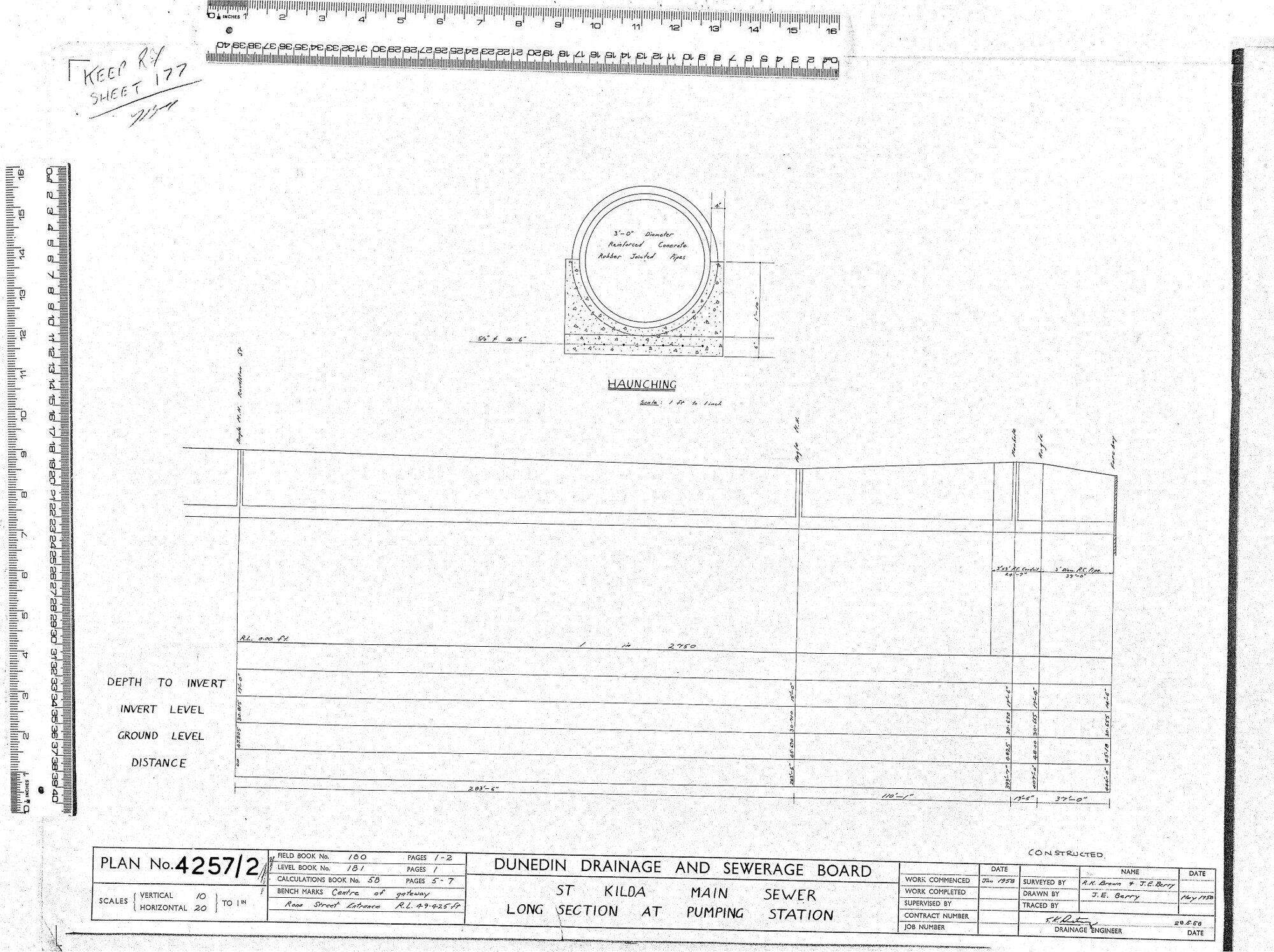 ST KILDA MAIN SEWER LONG SECTION AT PUMPING STATION