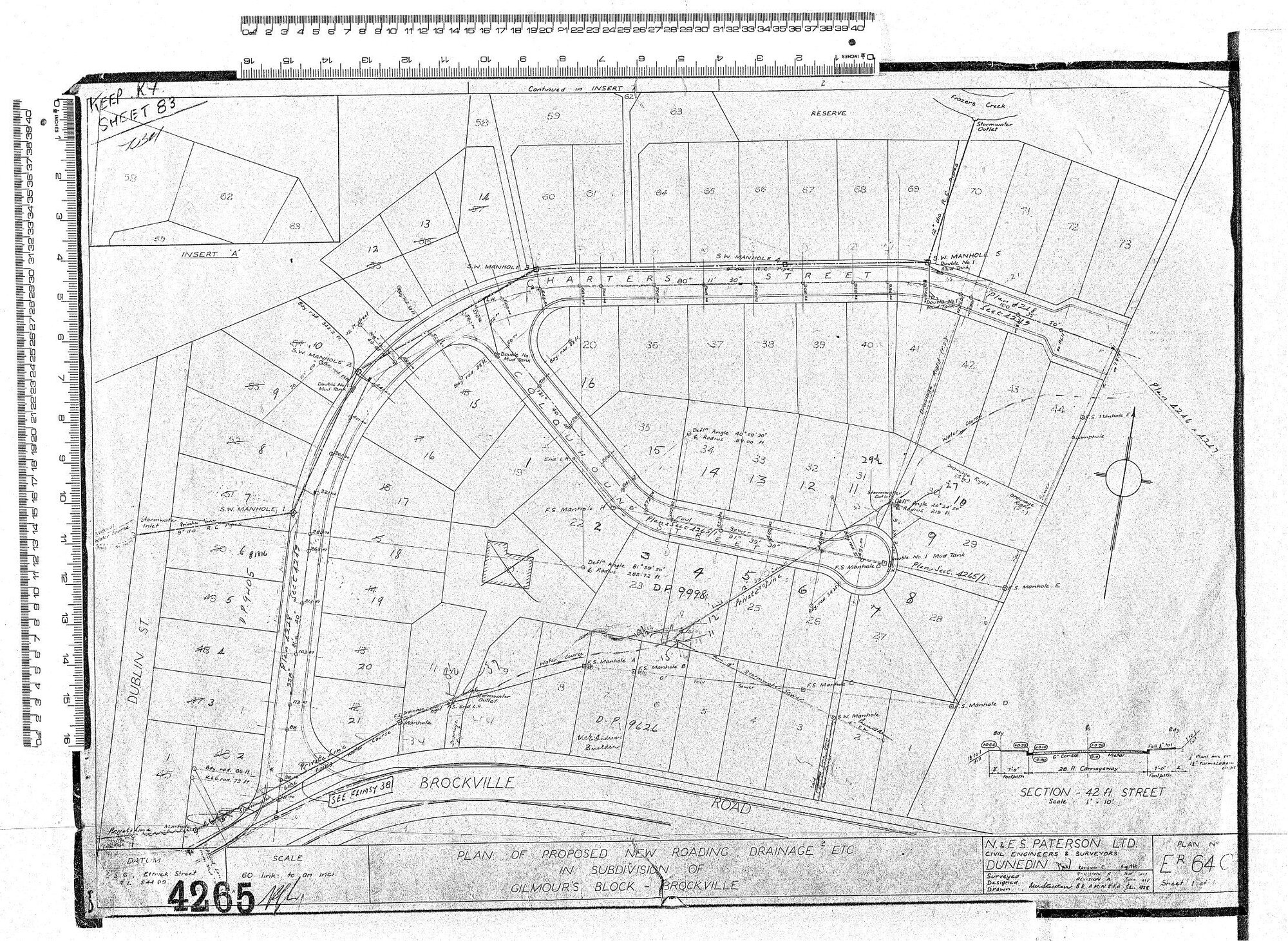PLAN OF PROPOSED NRE ROADING DRAIANGE ETC  IN SUBDIVISION OF GILMOUR'S BLOCK BROCKVILLE