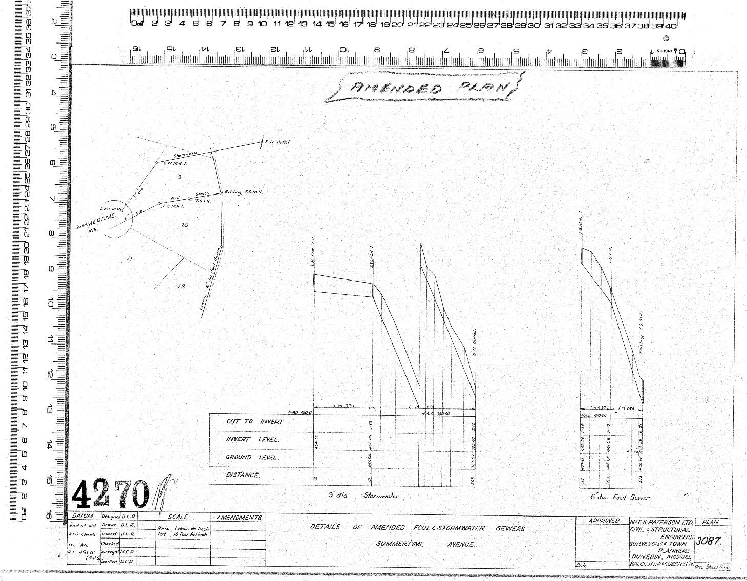 DETAILS OF AMENDED FOUL &amp; STORMWATER SEWERS SUMMERTIME AVENUE