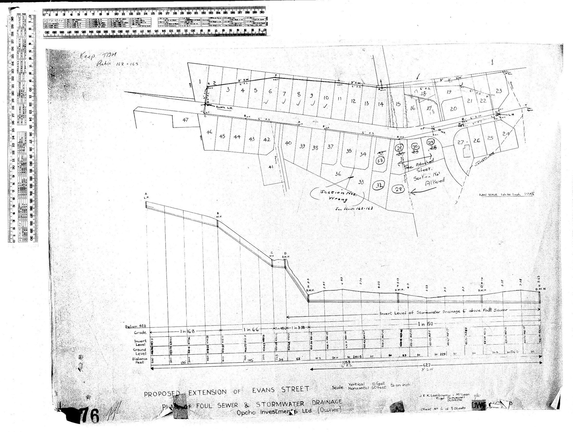 PROPOSED EXTENSION OF EVANS STREET - PLAN OF FOUL SEWER &amp; STORMWATER DRAINAGE