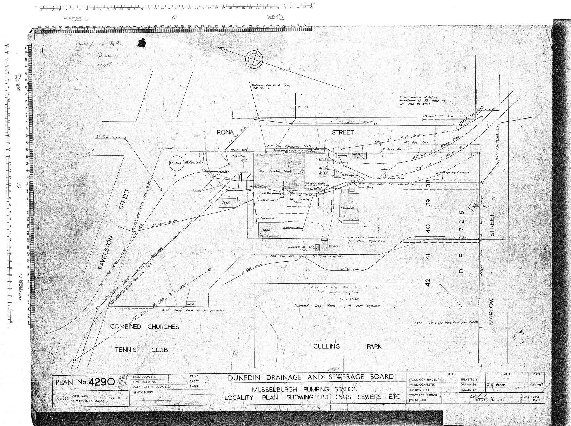 MUSSELBURGH PUMPING STATION LOCALITY PLAN SHOWING BUILDINGS SEWERS ETC