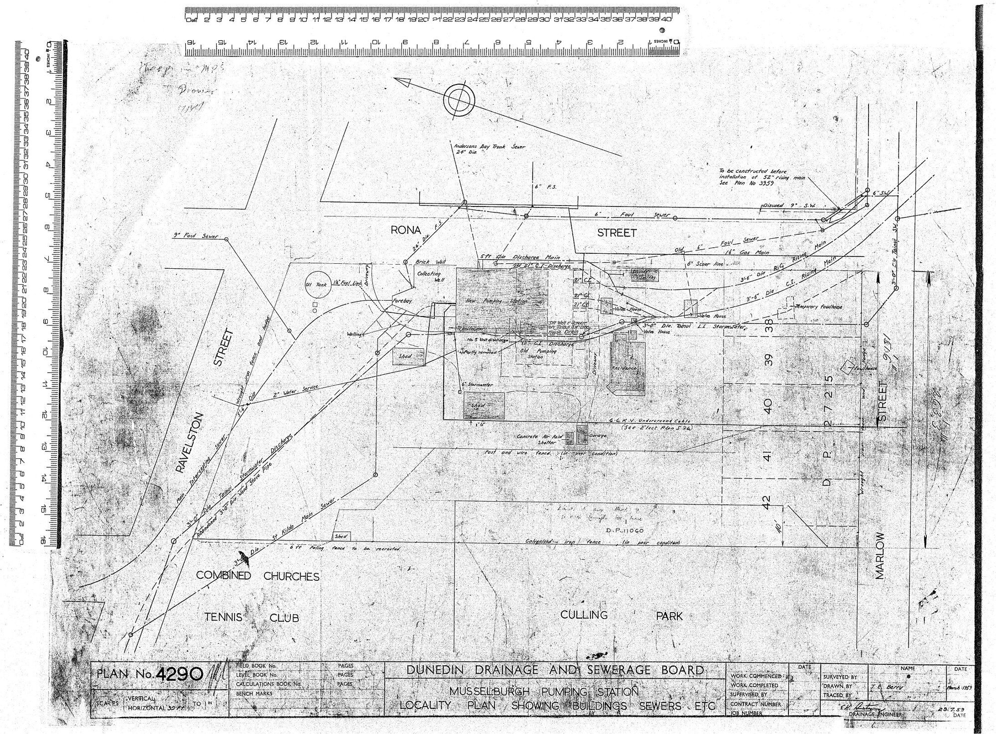 MUSSELBURGH PUMPING STATION LOCALITY PLAN SHOWING BUILDINGS SEWERS ETC