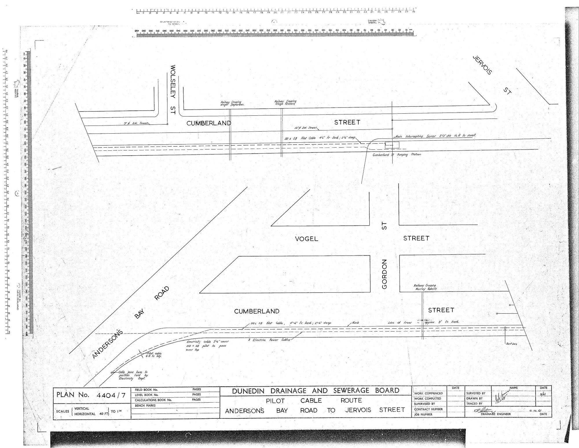 PILOT CABLE ROUTE ANDERSONS BAY ROAD TO JERVOIS STREET
