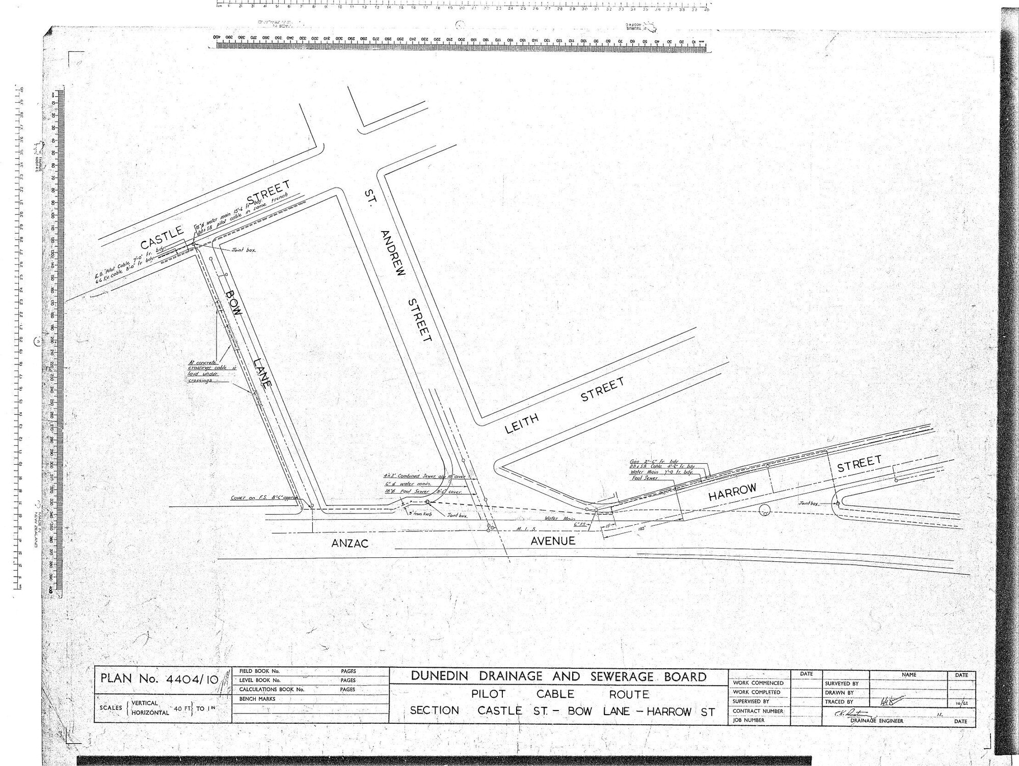 PILOT CABLE ROUTE SECTION CASTLE ST - BOW LANE - HARROW ST