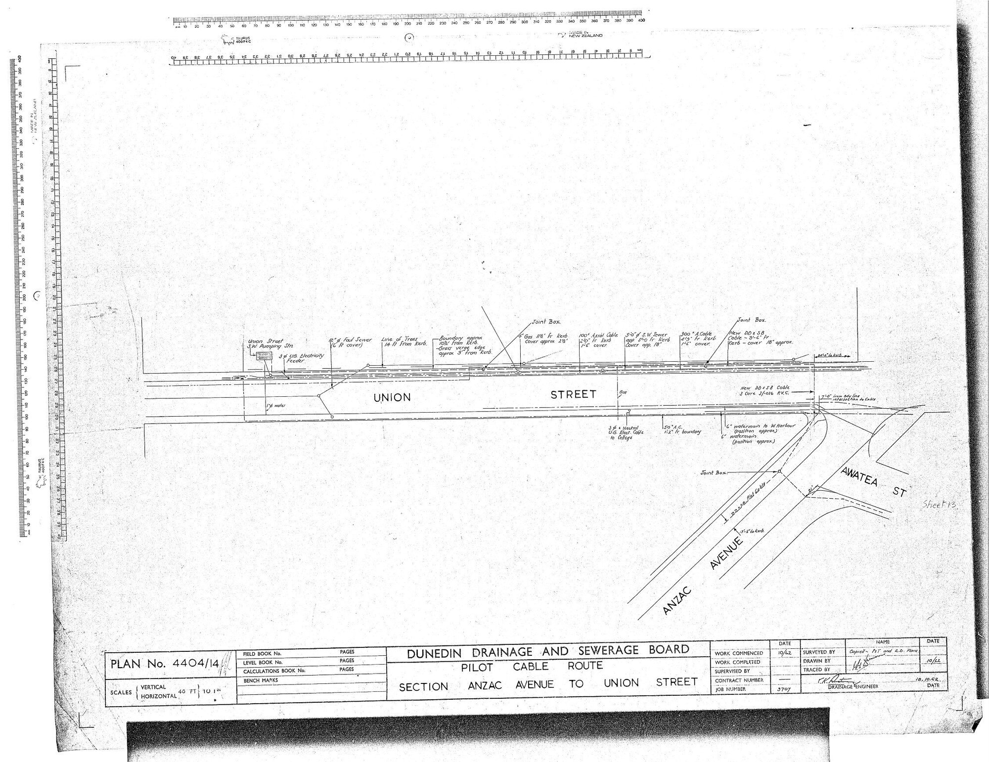 PILOT CABLE ROUTE SECTION ANZAC AVENUE TO UNION STREET