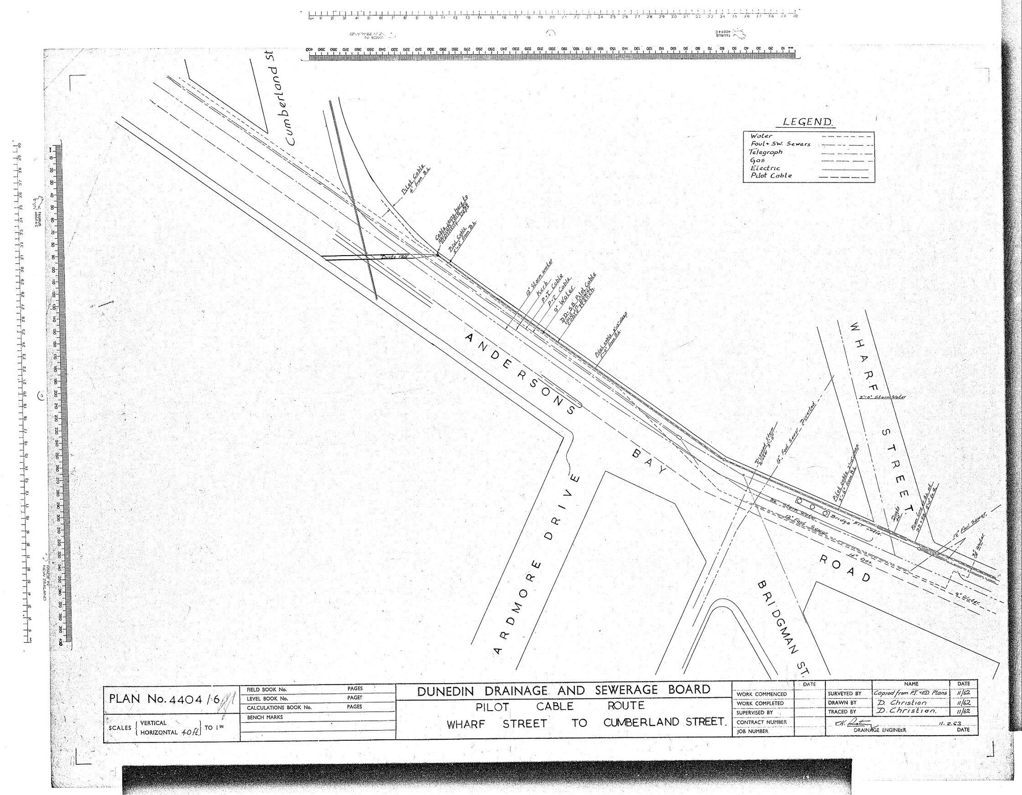 PILOT CABLE ROUTE WHARF STREET TO CUMBERLAND STREET